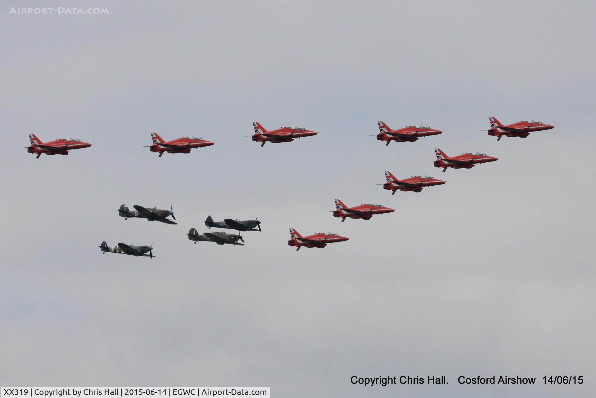 XX319, 1980 Hawker Siddeley Hawk T.1A C/N 162/312144, displaying at the 2015 Cosford Airshow