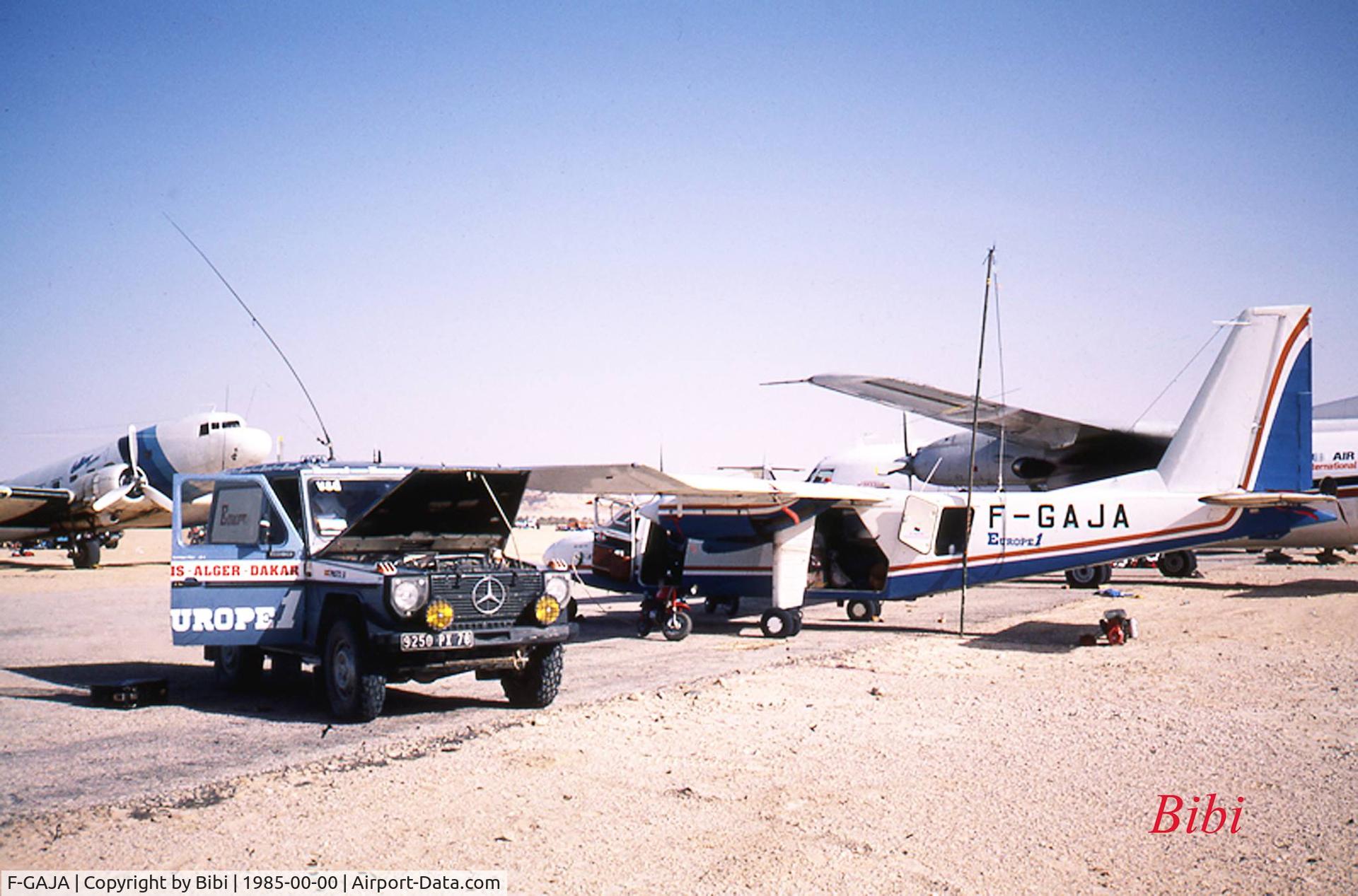 F-GAJA, 1976 Britten-Norman BN-2A-21 Islander C/N 489, Europe 1 for the Dakar 1985