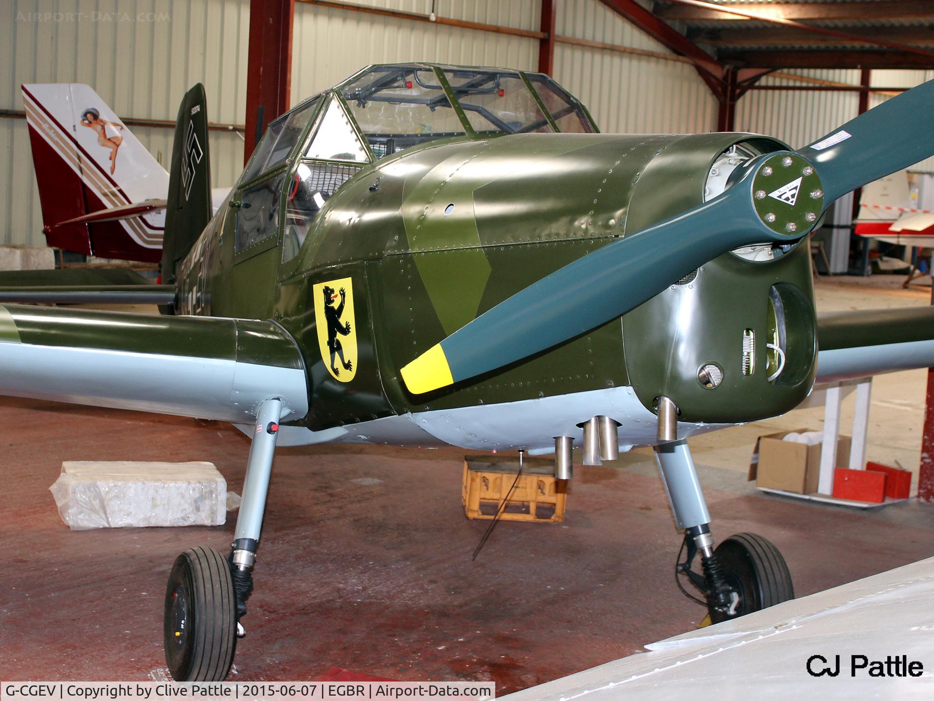 G-CGEV, 1970 Heliopolis Gomhouria Mk.6 (Bu-181) C/N 067, Hangared at The Real Aeroplane Company Ltd, Breighton Airfield, Yorkshire, U.K.  - EGBR