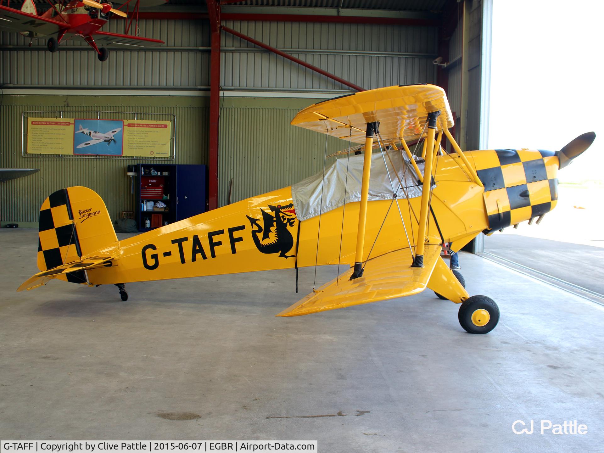 G-TAFF, 1957 CASA 1-131E Jungmann C/N 1129, Hangared at The Real Aeroplane Company Ltd, Breighton Airfield, Yorkshire, U.K.  - EGBR