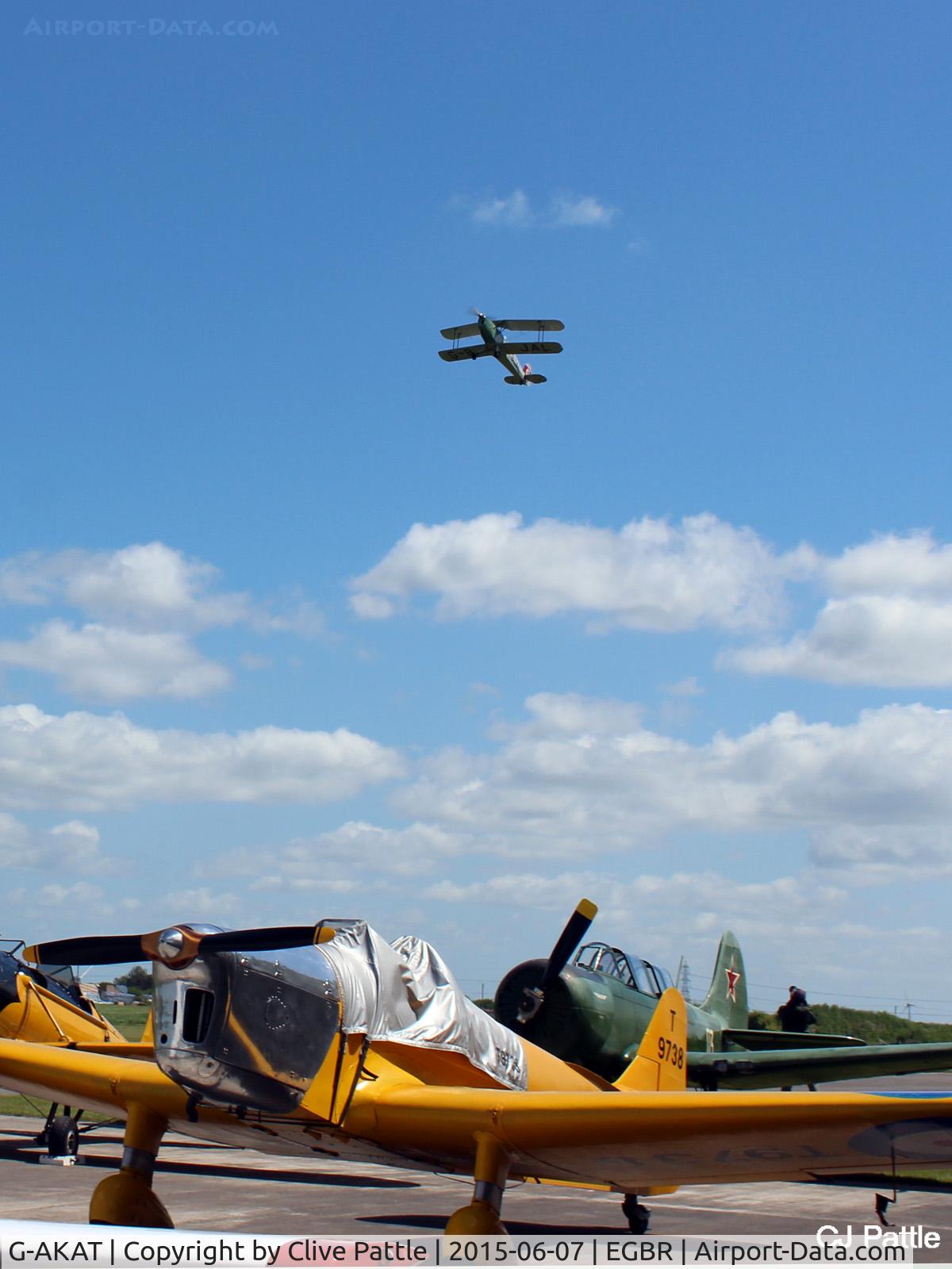 G-AKAT, 1940 Miles M14A Hawk Trainer 3 C/N 2005, In action at The Real Aeroplane Company Ltd Radial Fly-In, Breighton Airfield, Yorkshire, U.K.  - EGBR