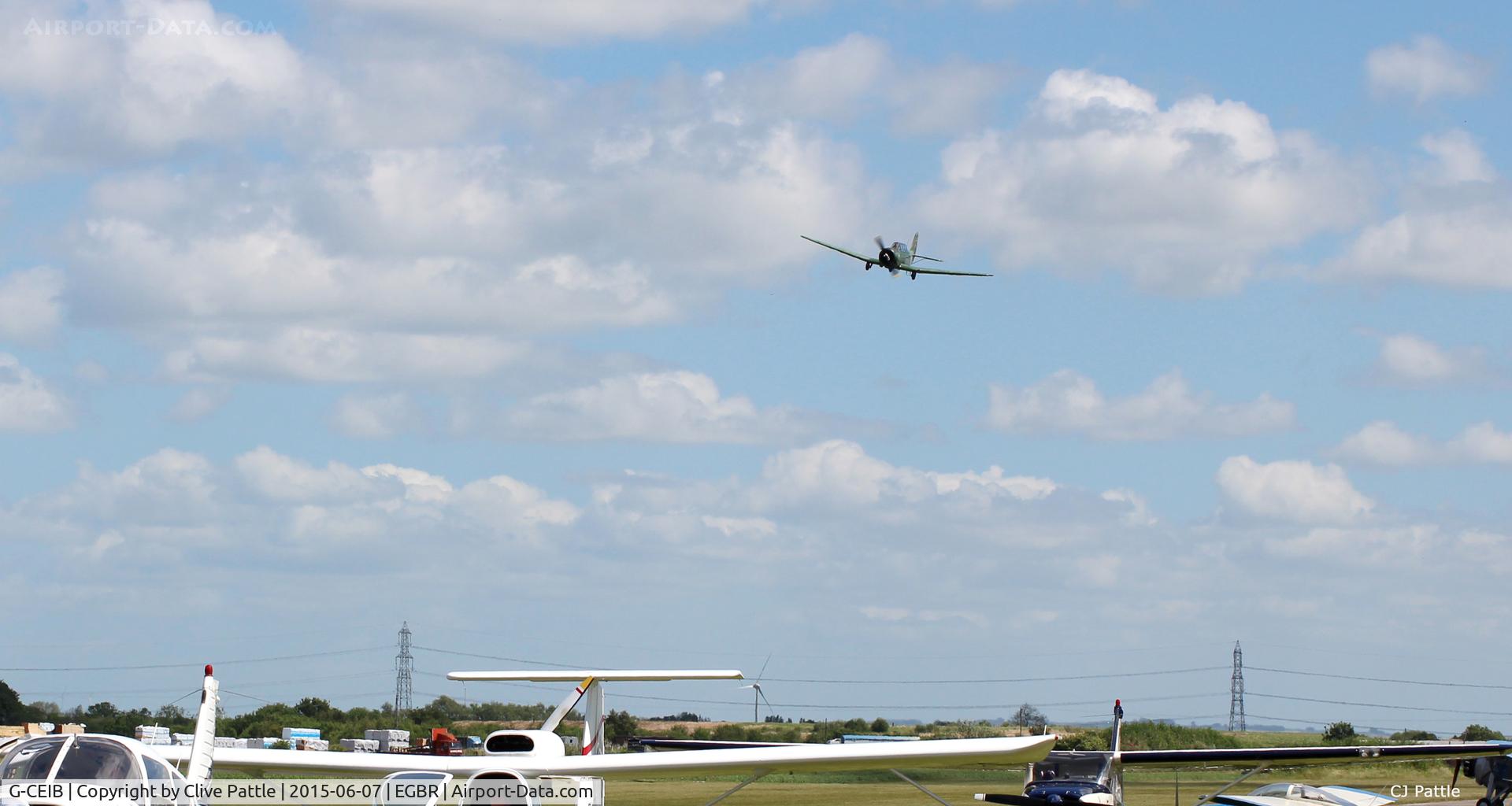 G-CEIB, 1958 Yakovlev Yak-18A C/N 1160403, Flypast at The Real Aeroplane Company Ltd Radial Fly-In, Breighton Airfield, Yorkshire, U.K.  - EGBR