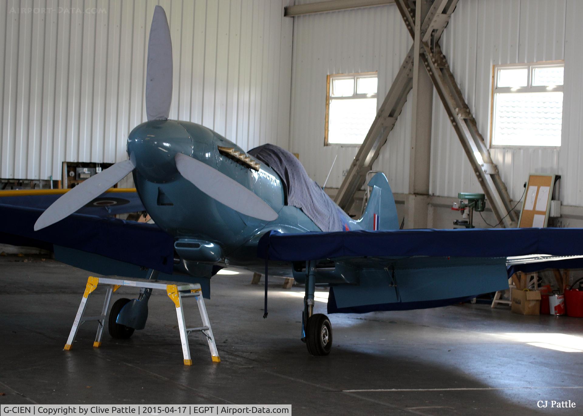 G-CIEN, 2014 Supermarine Aircraft Spitfire Mk.26 C/N PFA 324-14492, Only recently completed - Hangared at Perth EGPT