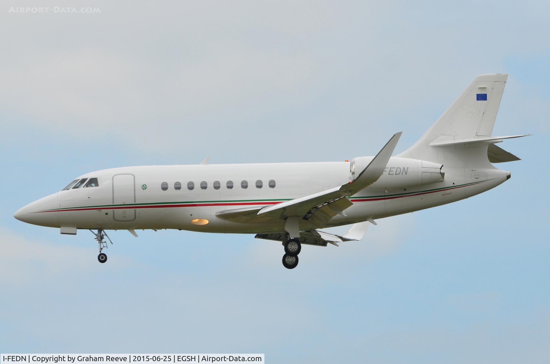 I-FEDN, 2009 Dassault Falcon 2000LX C/N 204, Landing at Norwich.