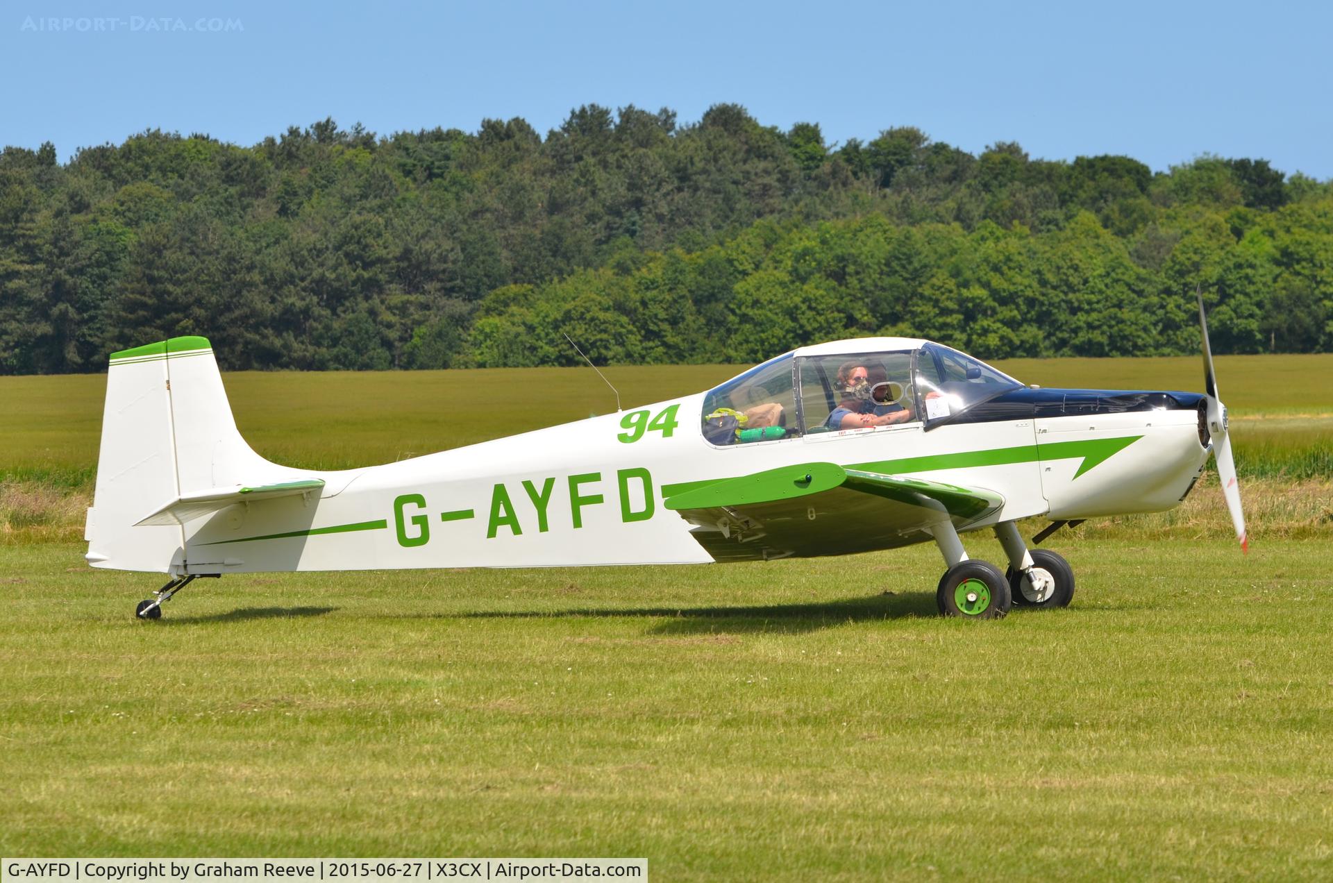 G-AYFD, 1970 Rollason Druine D-62B Condor C/N RAE/645, Just landed at Northrepps.