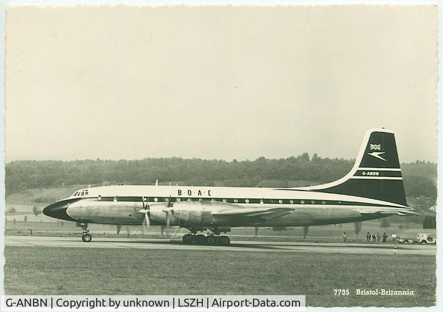 G-ANBN, 1957 Bristol 175 Britannia 102 C/N 12915, At LSZH ca. 1960