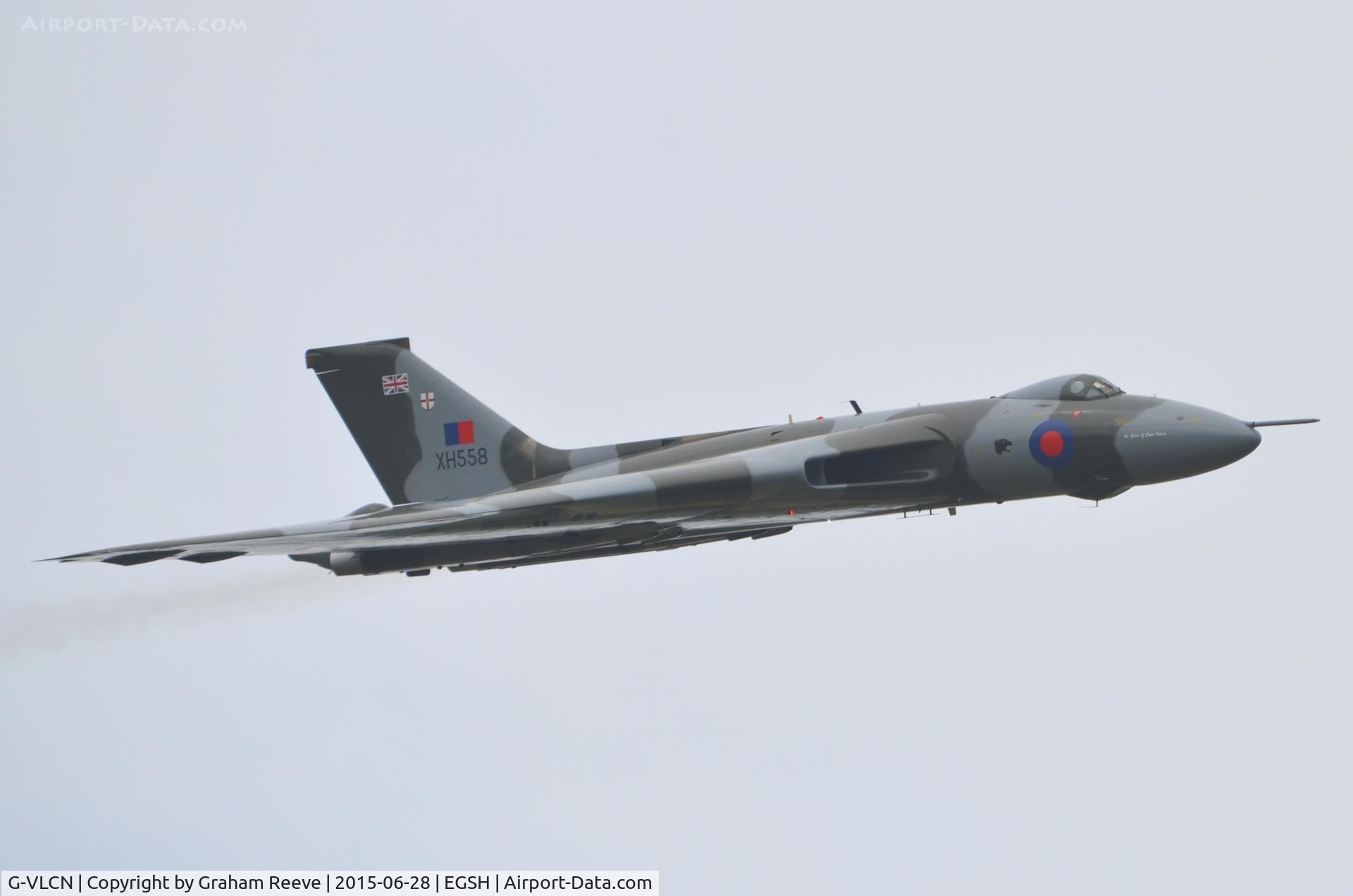 G-VLCN, 1960 Avro Vulcan B.2 C/N Set 12, Flying through Norwich on possibly her last flight.