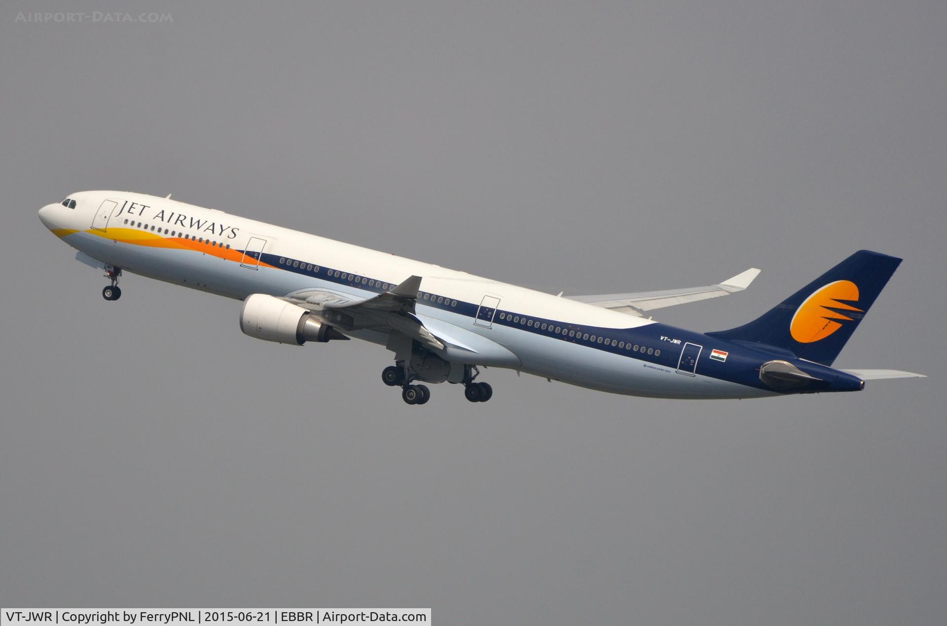 VT-JWR, 2012 Airbus A330-302 C/N 1351, Jet Airways departing BRU