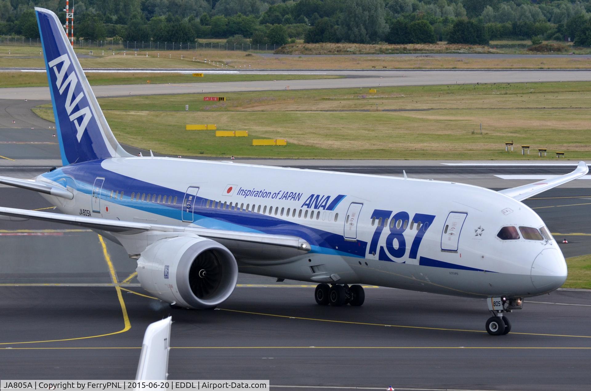 JA805A, 2010 Boeing 787-8 Dreamliner C/N 34514, ANA B788 vacating runway at DUS