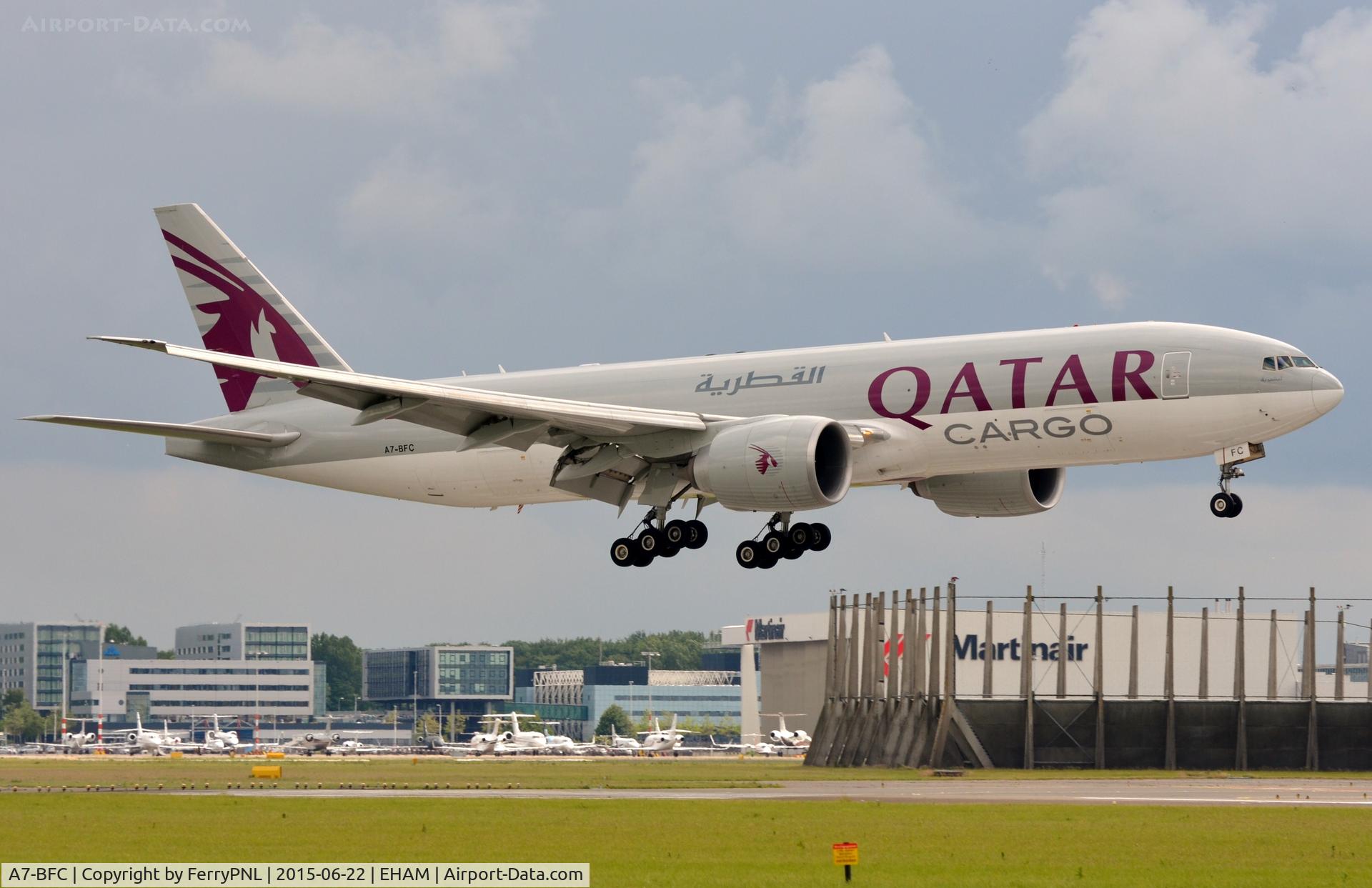 A7-BFC, 2011 Boeing 777-FDZ C/N 36099, Qatar B772 freighter on finals