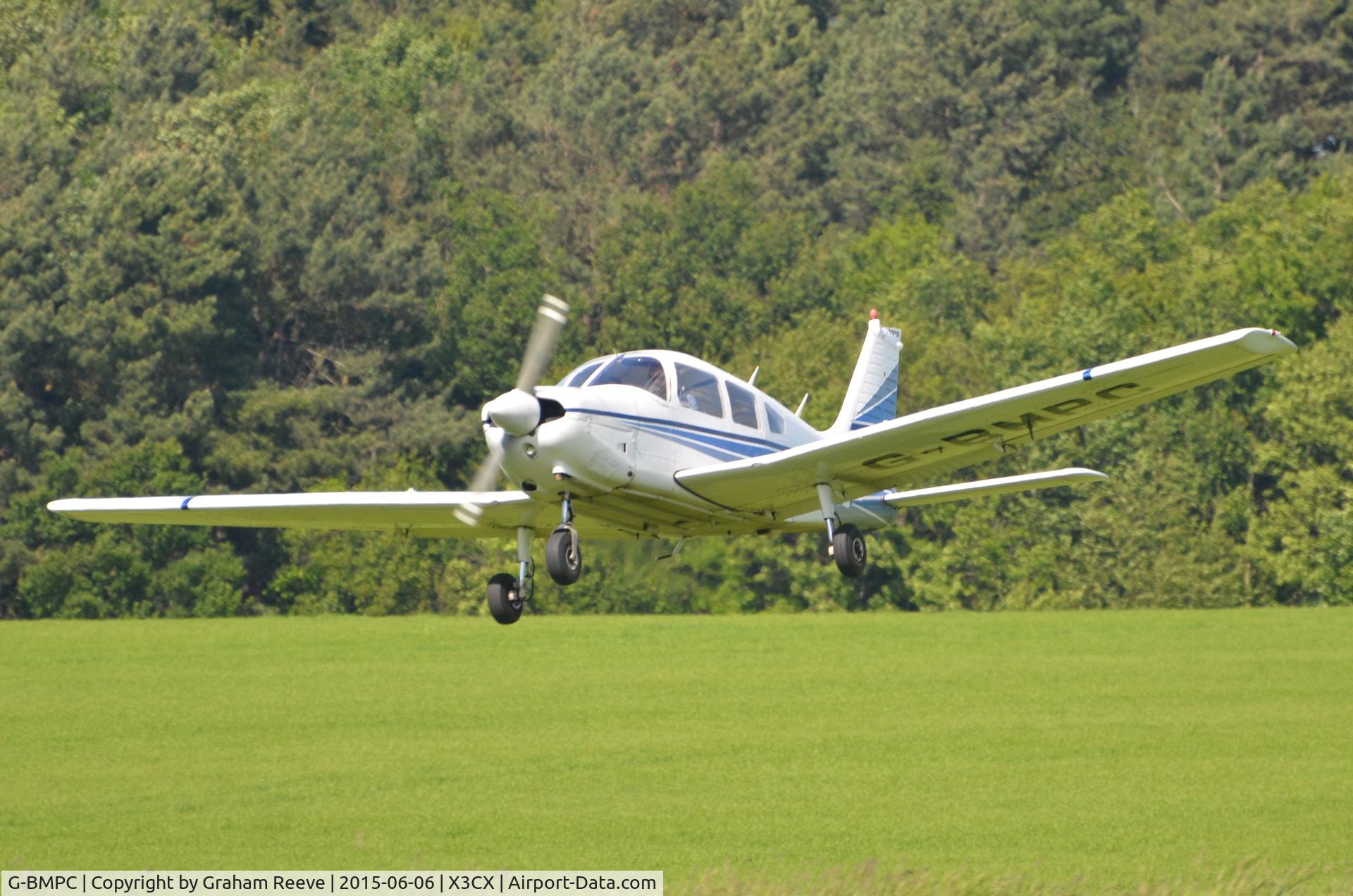 G-BMPC, 1977 Piper PA-28-181 Cherokee Archer II C/N 28-7790436, Departing from Northrepps.