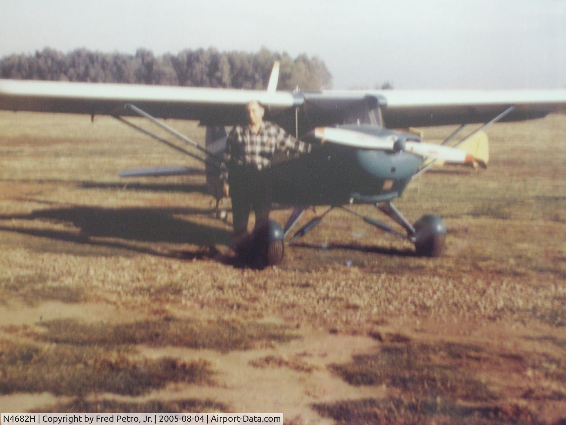 N4682H, 1948 Piper PA-17 Vagabond C/N 17-81, Fred Petro, Jr with his plane.  Picture taken in the late 1960's.