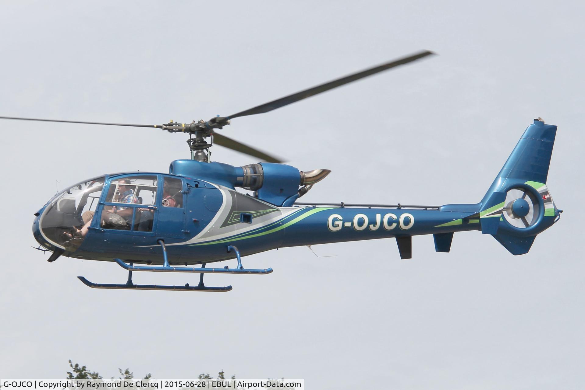 G-OJCO, 1973 Westland SA-341C Gazelle HT2 C/N 1081, Departing Ursel Avia 2015.