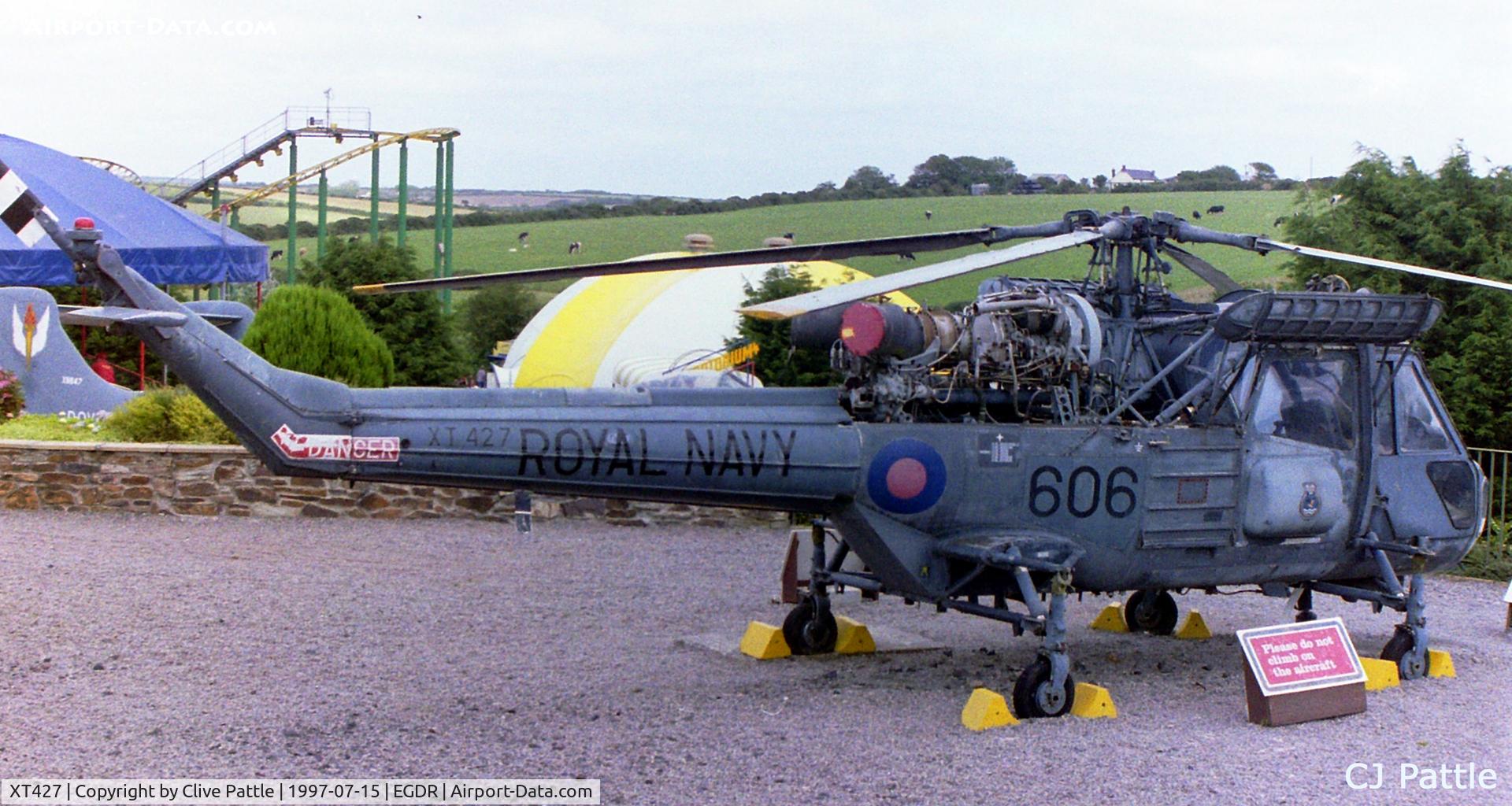 XT427, 1965 Westland Wasp HAS.1 C/N F9597, Scanned from old negative. XT427 on display at the long-gone Cornwall Aero Park Museum/Flambards Village Holiday park at Helston, Cornwall, in July 1997.