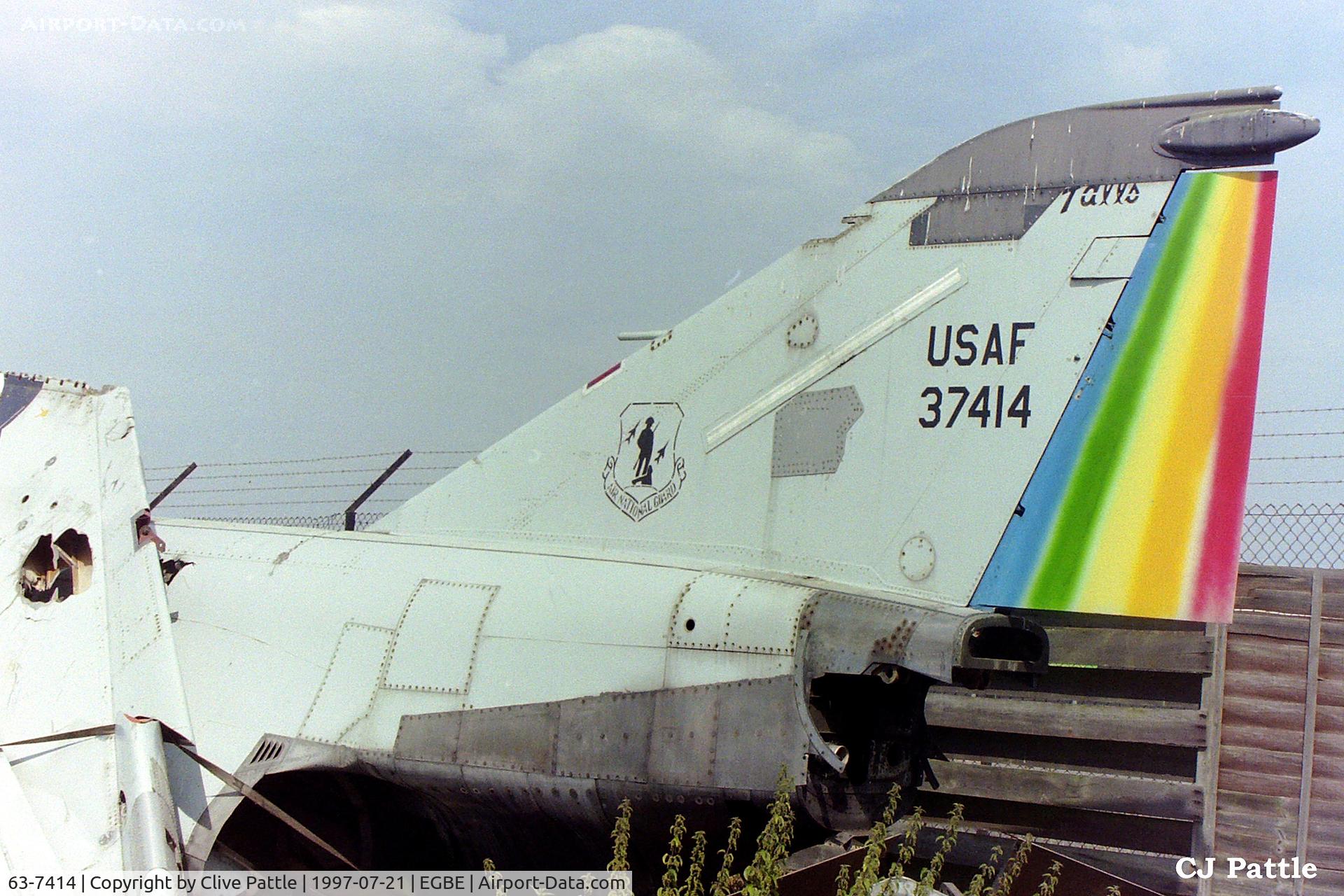 63-7414, 1963 McDonnell F-4C Phantom II C/N 329, Scanned from negative - Close up tail detail on display at the Midland Air Museum in July '97