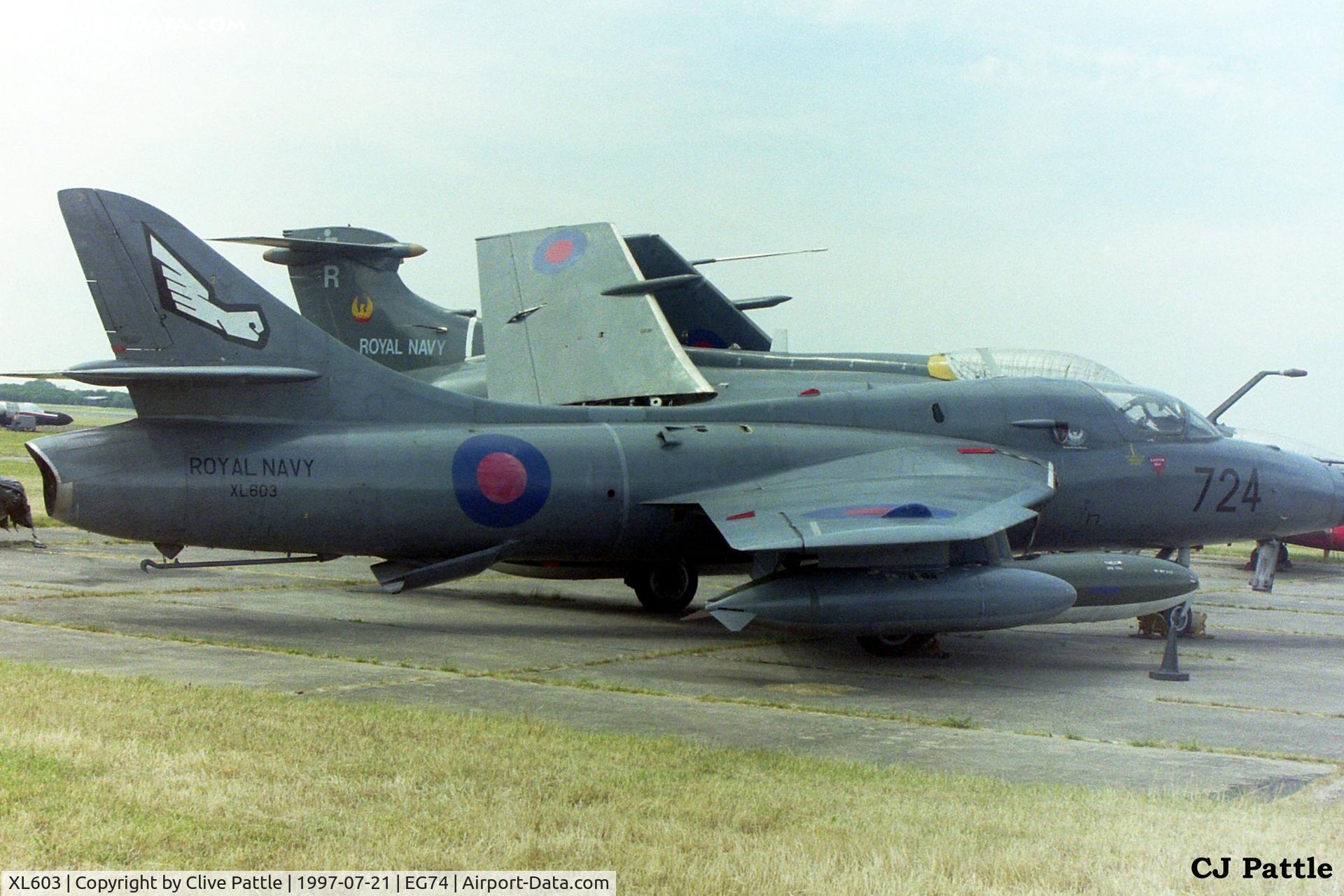 XL603, Hawker Hunter T.8M C/N 41H/695926, Scanned from neg. Stored at Bruntingthorpe in July 1997.