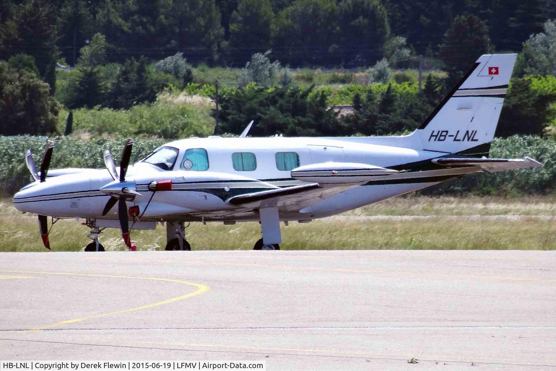 HB-LNL, 1980 Piper PA-31T Cheyenne II C/N 31T-8020083, Cheyenne II, Grenchen based, previously N2587V, N15B, N55b, seen parked up at Avignon Caumont Airport France.