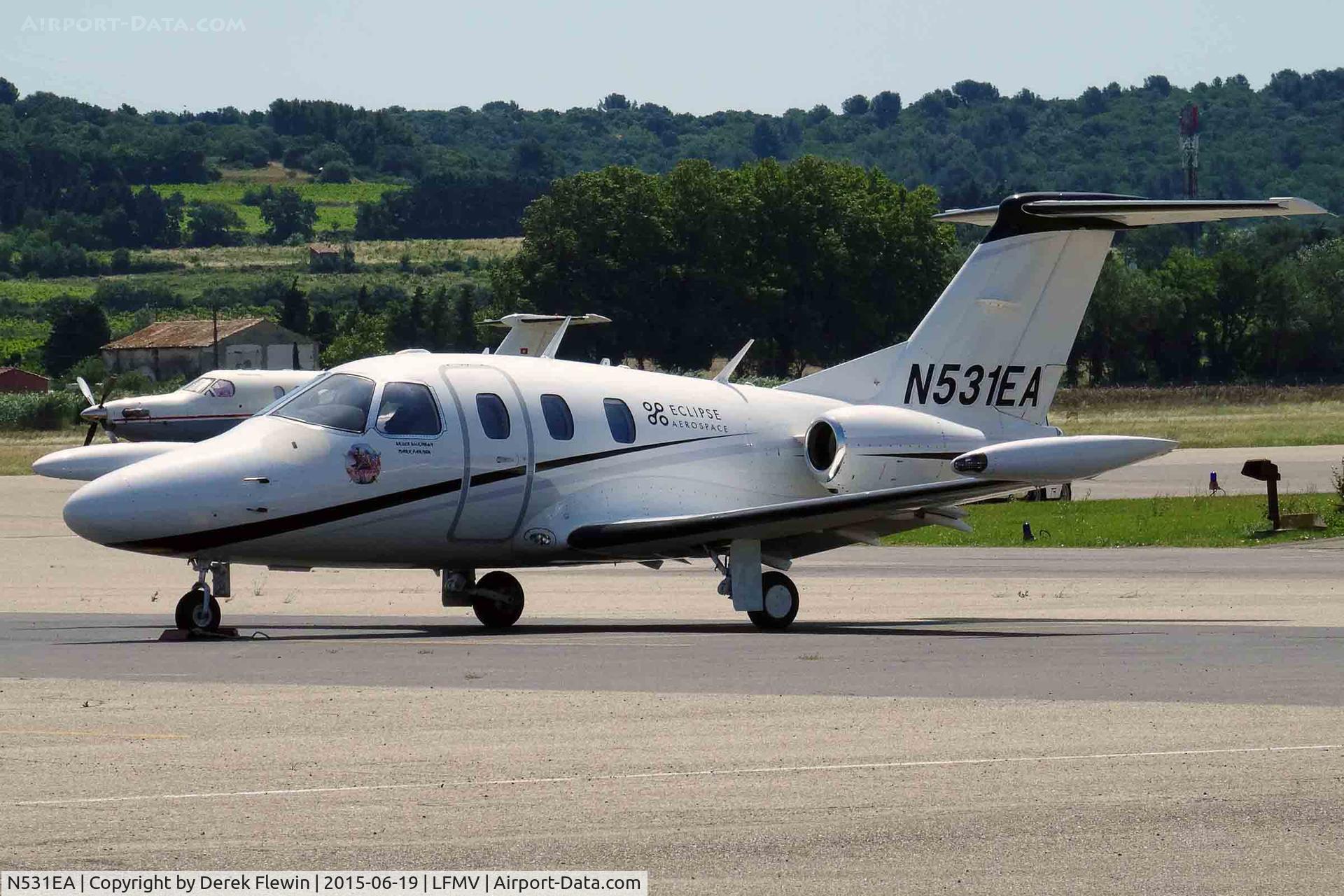 N531EA, 2007 Eclipse Aviation Corp EA500 C/N 000031, Eclipse, Kemble based, seen parked up at Avignon Caumont Airport France.