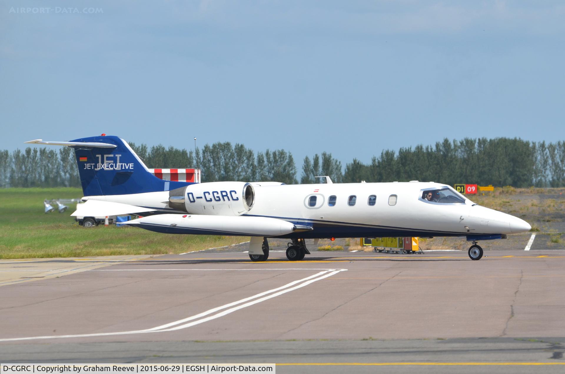 D-CGRC, 1979 Gates Learjet 35A C/N 35-223, Departing from Norwich.