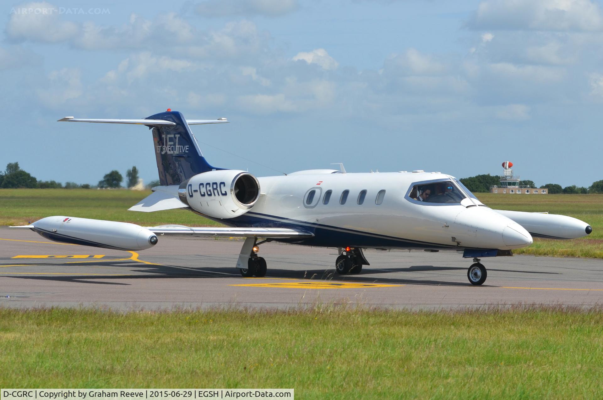 D-CGRC, 1979 Gates Learjet 35A C/N 35-223, Departing from Norwich.