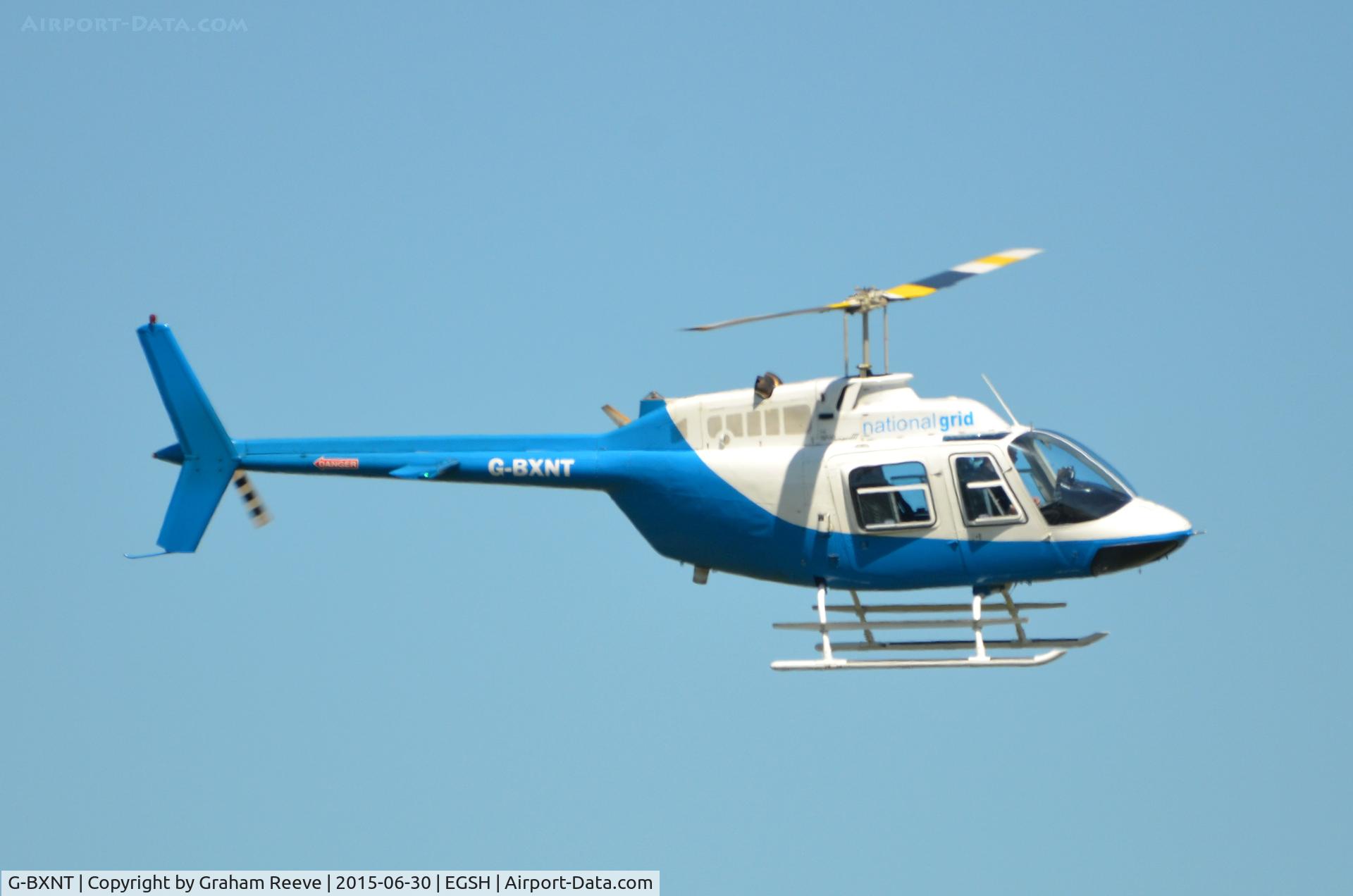 G-BXNT, 1977 Bell 206B JetRanger III C/N 2398, Landing at Norwich.