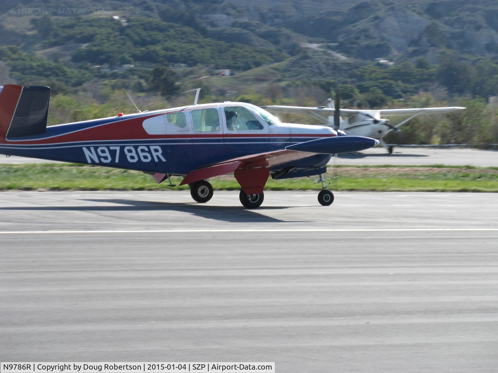N9786R, 1960 Beech M35 Bonanza C/N D-6299, 1960 Beech M35 BONANZA, Continental IO-470-C 250 Hp, landing roll Rwy 22