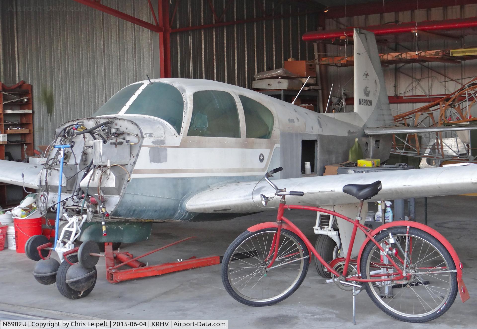 N6902U, 1964 Mooney M20C Ranger C/N 2697, A local Mooney M20C in its hangar at Reid Hillview Airport, CA. Hasn't flown in a while ;)