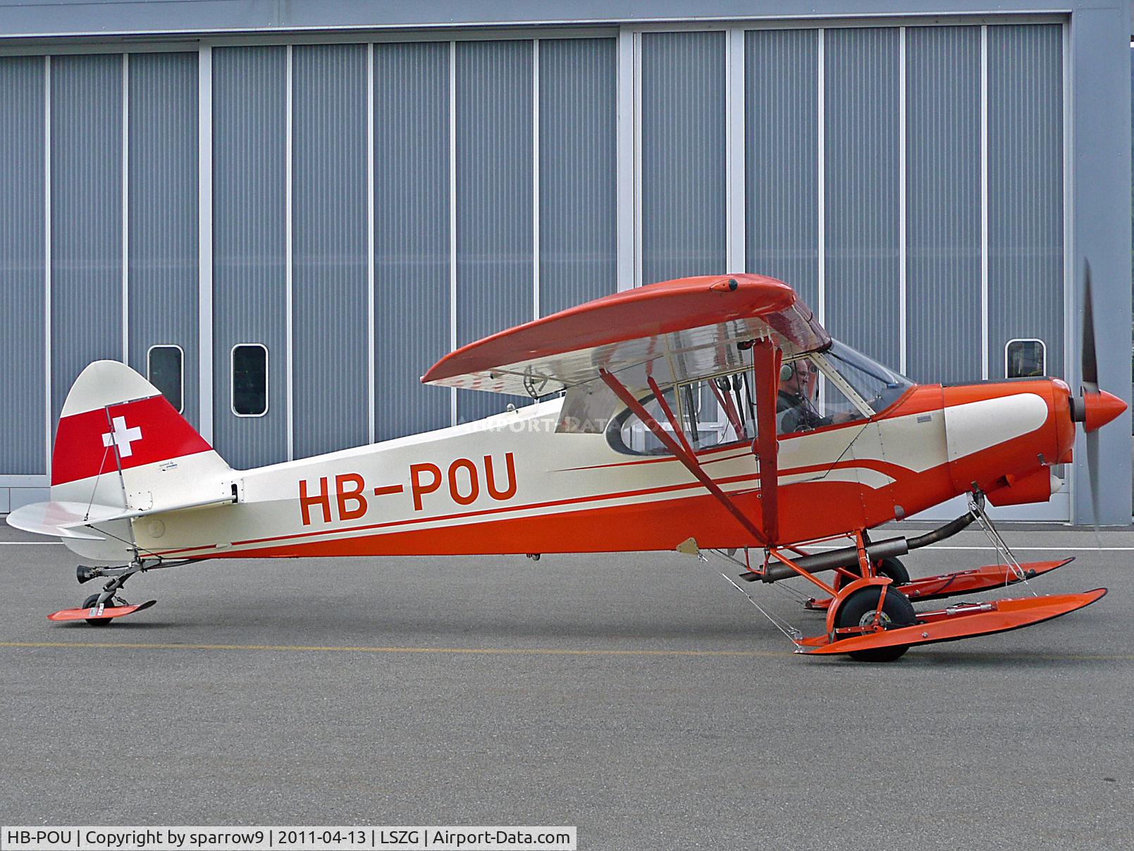 HB-POU, 1957 Piper PA-18-150 Super Cub Super Cub C/N 18-5731, After some maintenance. Powerful engine with silencer.