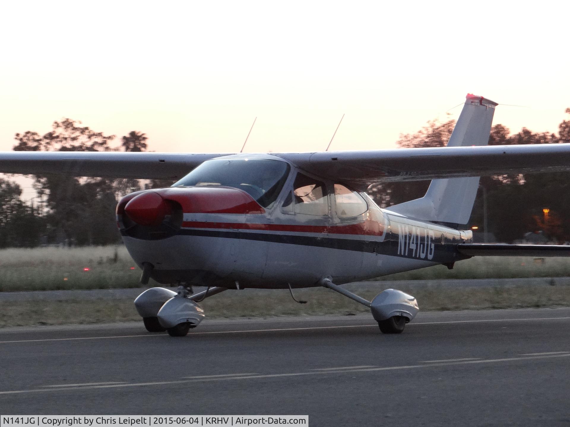 N141JG, 1968 Cessna 177 Cardinal C/N 17700930, A transient 1968 Cessna 177 Cardinal taxing out for departure just as the sun sets at Reid Hillview Airport, CA.