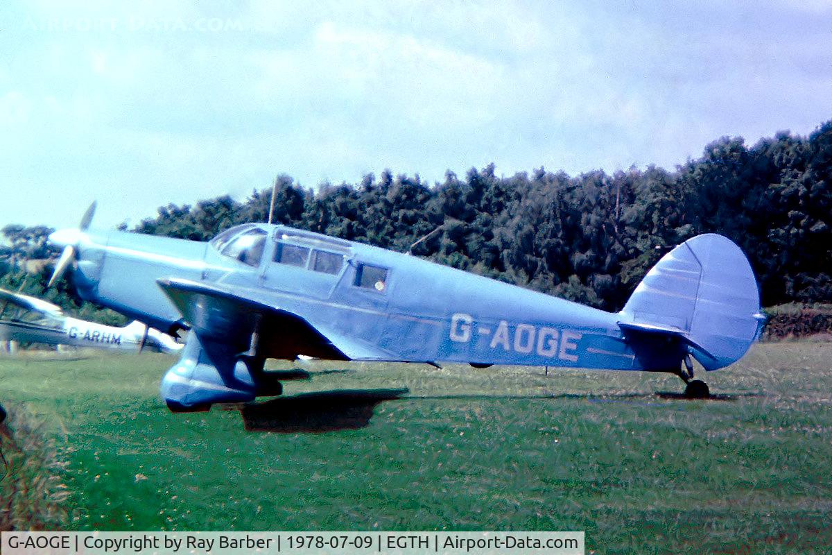G-AOGE, 1942 F Hills And Sons Ltd Proctor 3 C/N BV651, Percival P.34 Proctor IIIA [H.210] Old Warden~G 09/07/1978. From a slide.