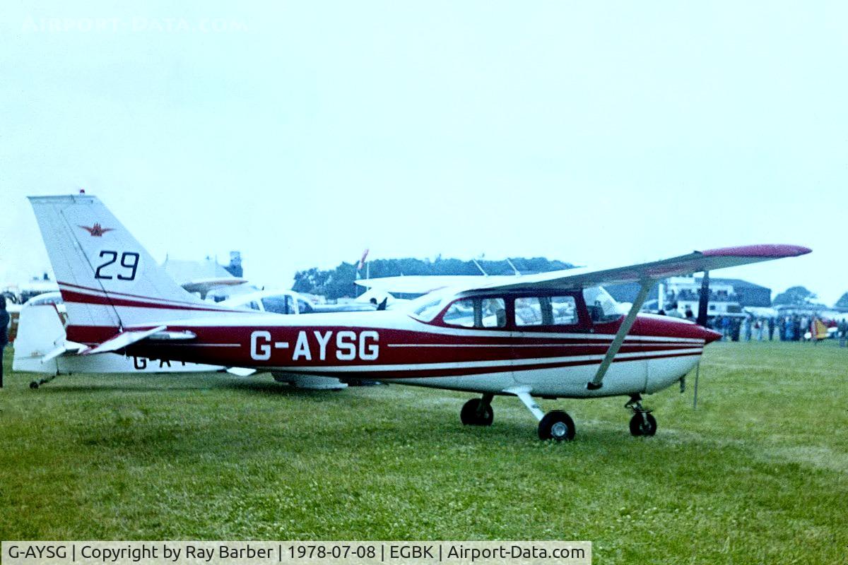 G-AYSG, 1971 Reims F172K Skyhawk C/N 0758, R/Cessna F.172K Skyhawk [0758] Sywell~G 08/07/1978. From a slide.