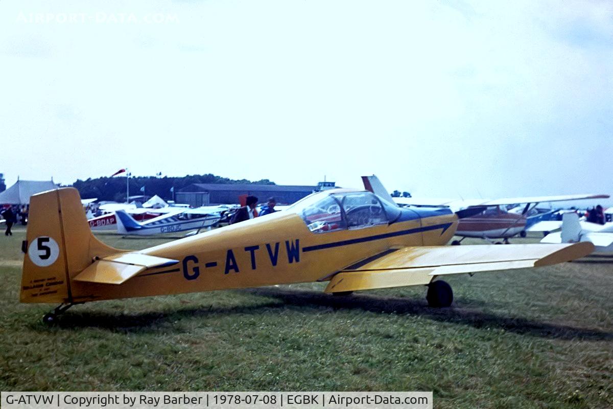 G-ATVW, 1966 Druine D-62B Condor C/N RAE/615, Rollason D.62B Condor [RAE615] Sywell~G 08/07/1978. From a slide.
