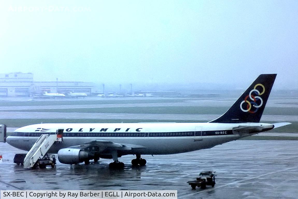 SX-BEC, 1979 Airbus A300B4-203 C/N 056, SX-BEC   Airbus A300B4-103 [056] (Olympic Airways) Heathrow~G 30/05/1982. From a slide.