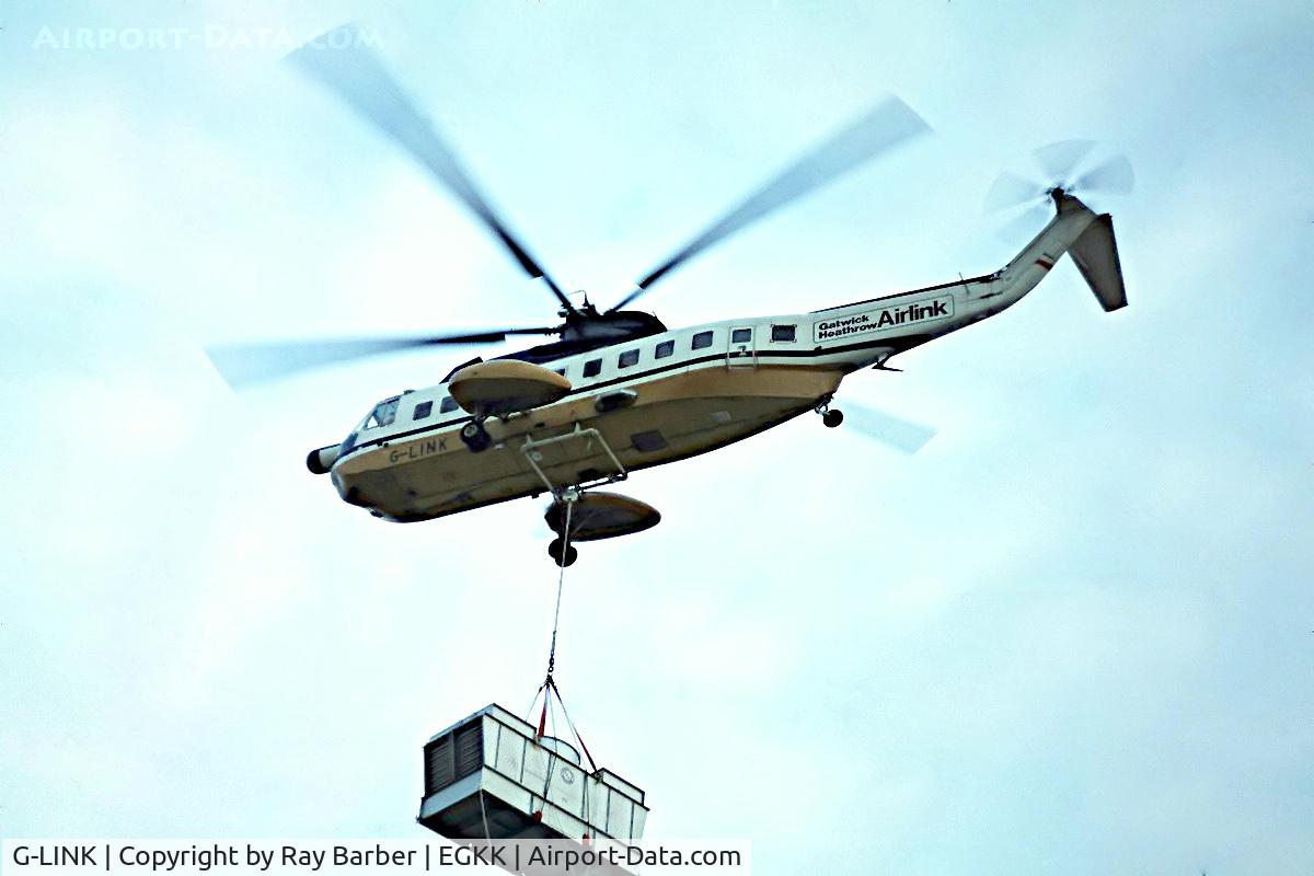 G-LINK, 1978 Sikorsky S-61N C/N 61806, Sikorsky S-61N [61806] (Airlink) Gatwick~G 1978. From a slide. Being used to help install air conditioning plant.