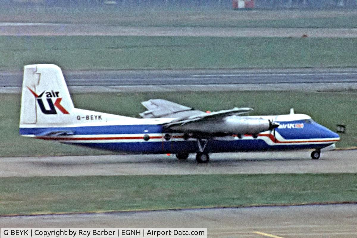 G-BEYK, 1964 Handley Page HPR-7 Herald 401 C/N 187, Handley-Page HPR.7 Herald 401 [187] (Air UK) Blackpool (Squires Gate)~G 19/05/1978. From a slide.