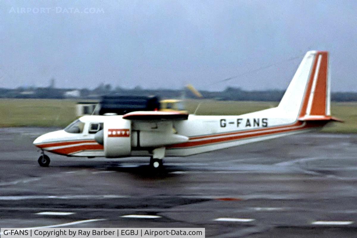 G-FANS, 1971 Britten-Norman BN-2A-27 Islander C/N 251, Britten-Norman BN-2A-27 Islander [0251] Staverton~G 22/02/1978. From a slide.