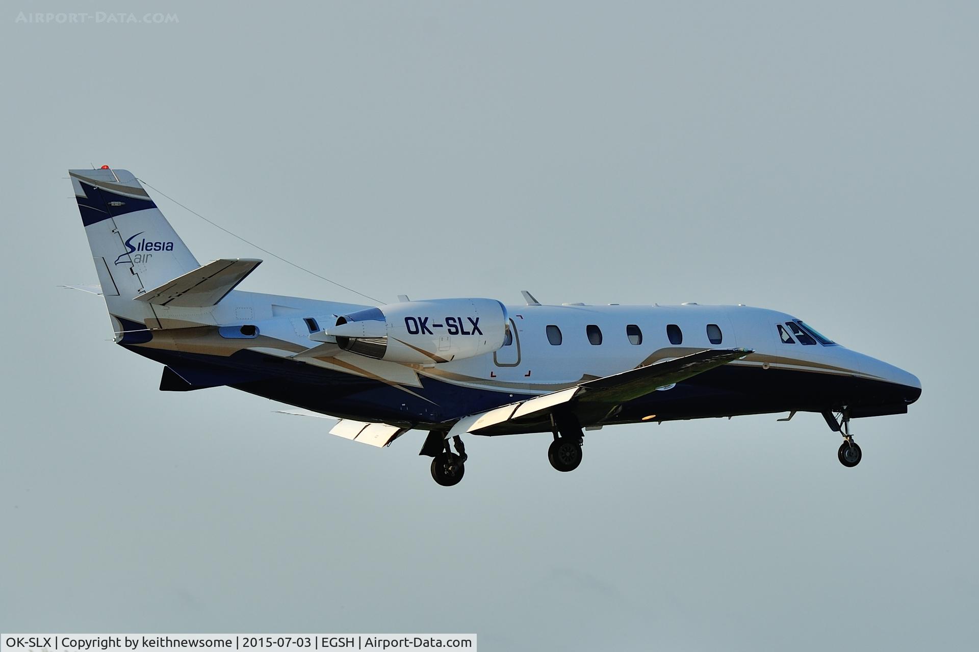 OK-SLX, 2002 Cessna 560XL Citation Excel C/N 560-5243, Early evening arrival.