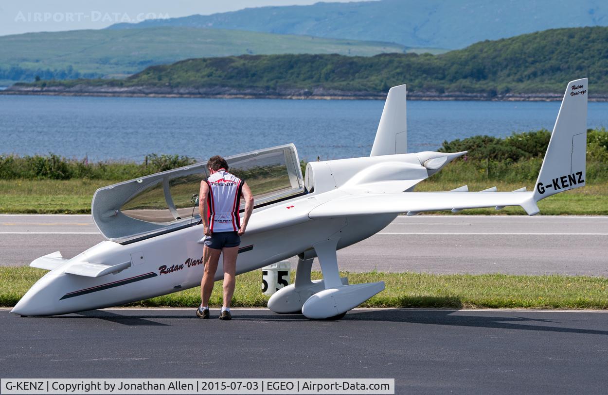 G-KENZ, 1987 Rutan VariEze C/N PFA 074-10960, One of the strangest looking aircraft to appear at Oban Airport.