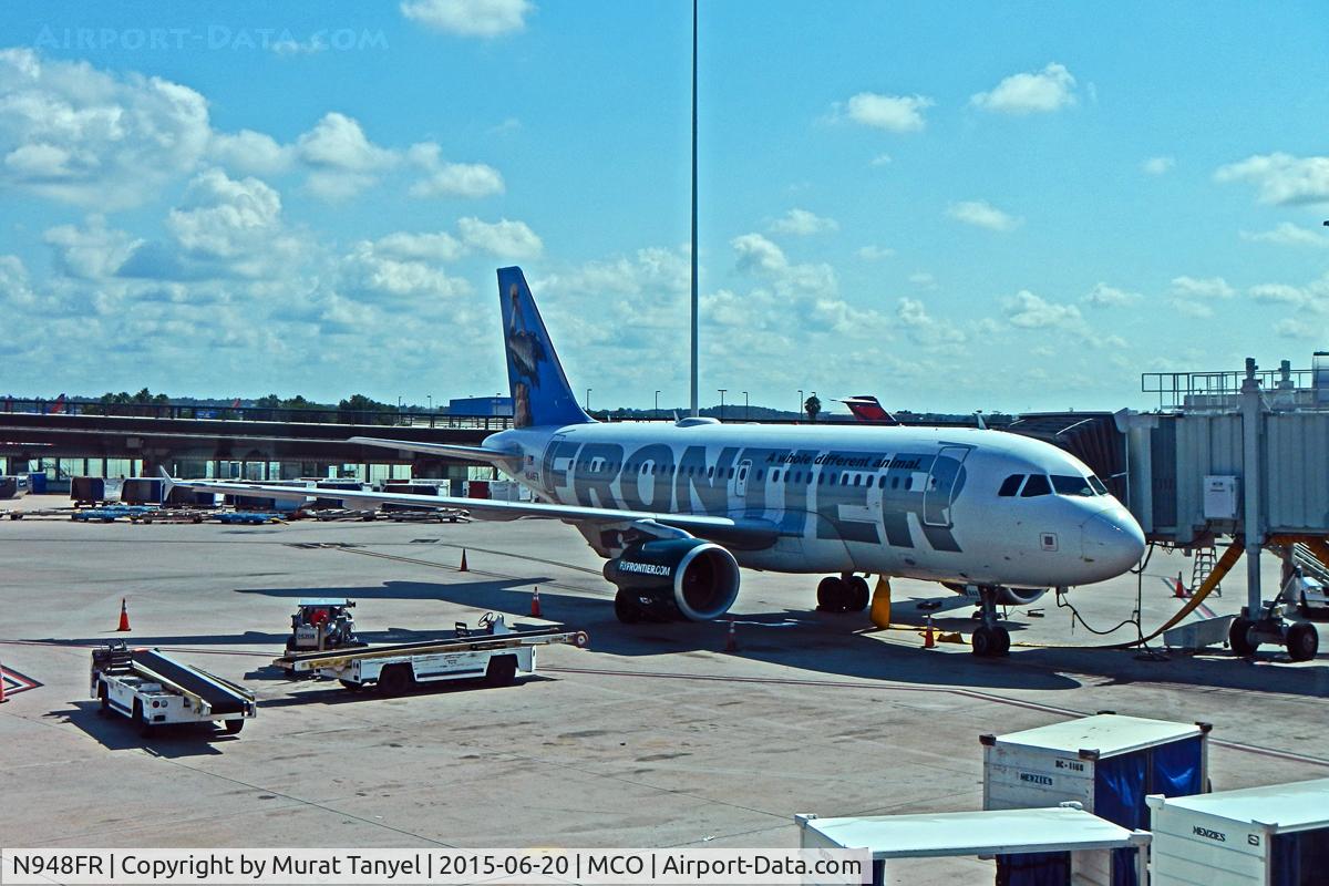 N948FR, 2006 Airbus A319-112 C/N 2836, At gate at Orlando International.