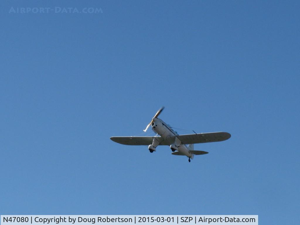 N47080, 1942 Ryan Aeronautical ST3KR C/N 1391, 1942 Ryan Aeronautical ST-3KR 'Eileen', Fairchild Ranger 6-410 inverted in-line 165 Hp conversion, Experimental class, takeoff climb Rwy 04 with a sweet sound