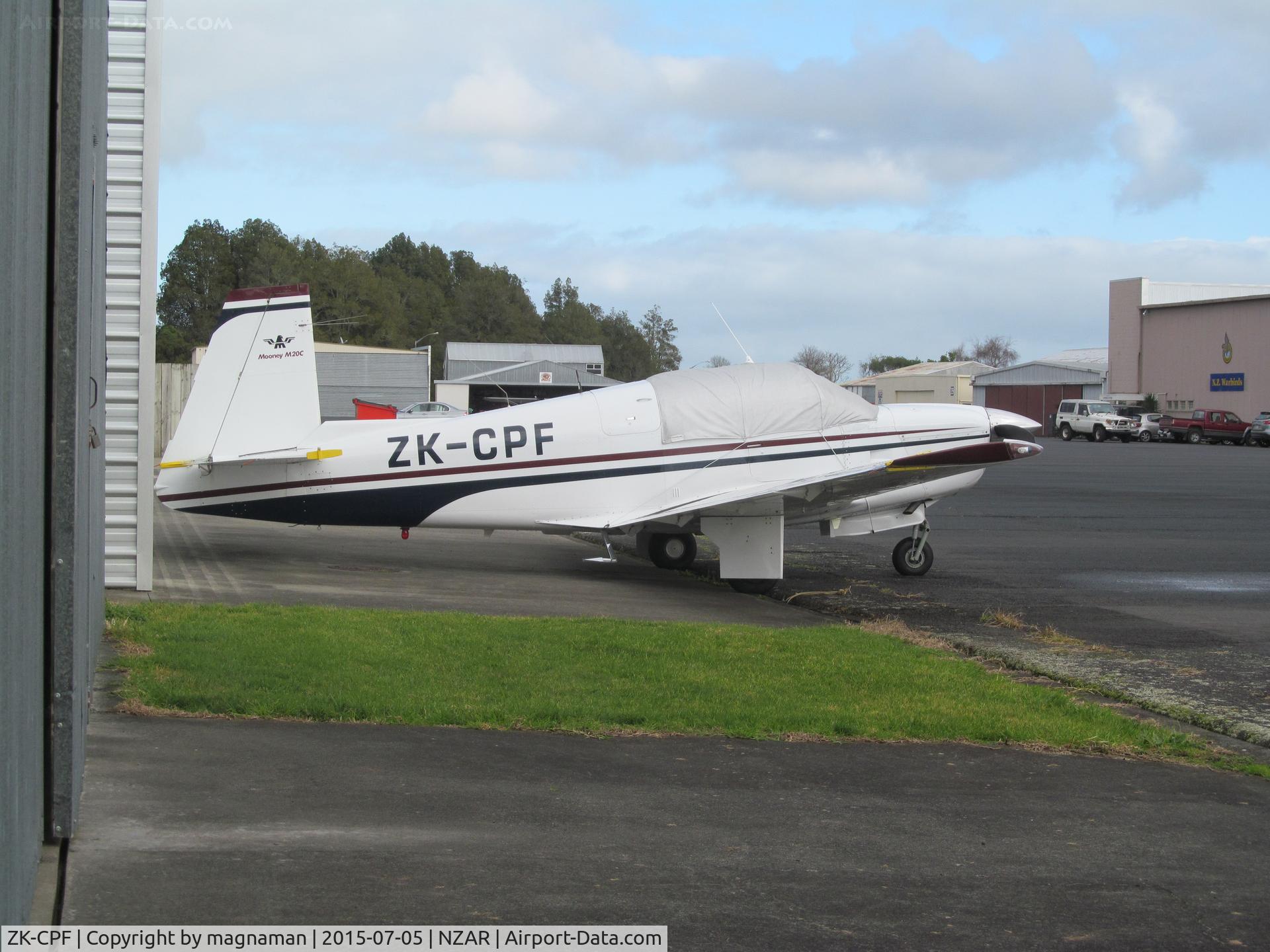 ZK-CPF, 1966 Mooney M20C Ranger C/N 3240, on apron at AMZ