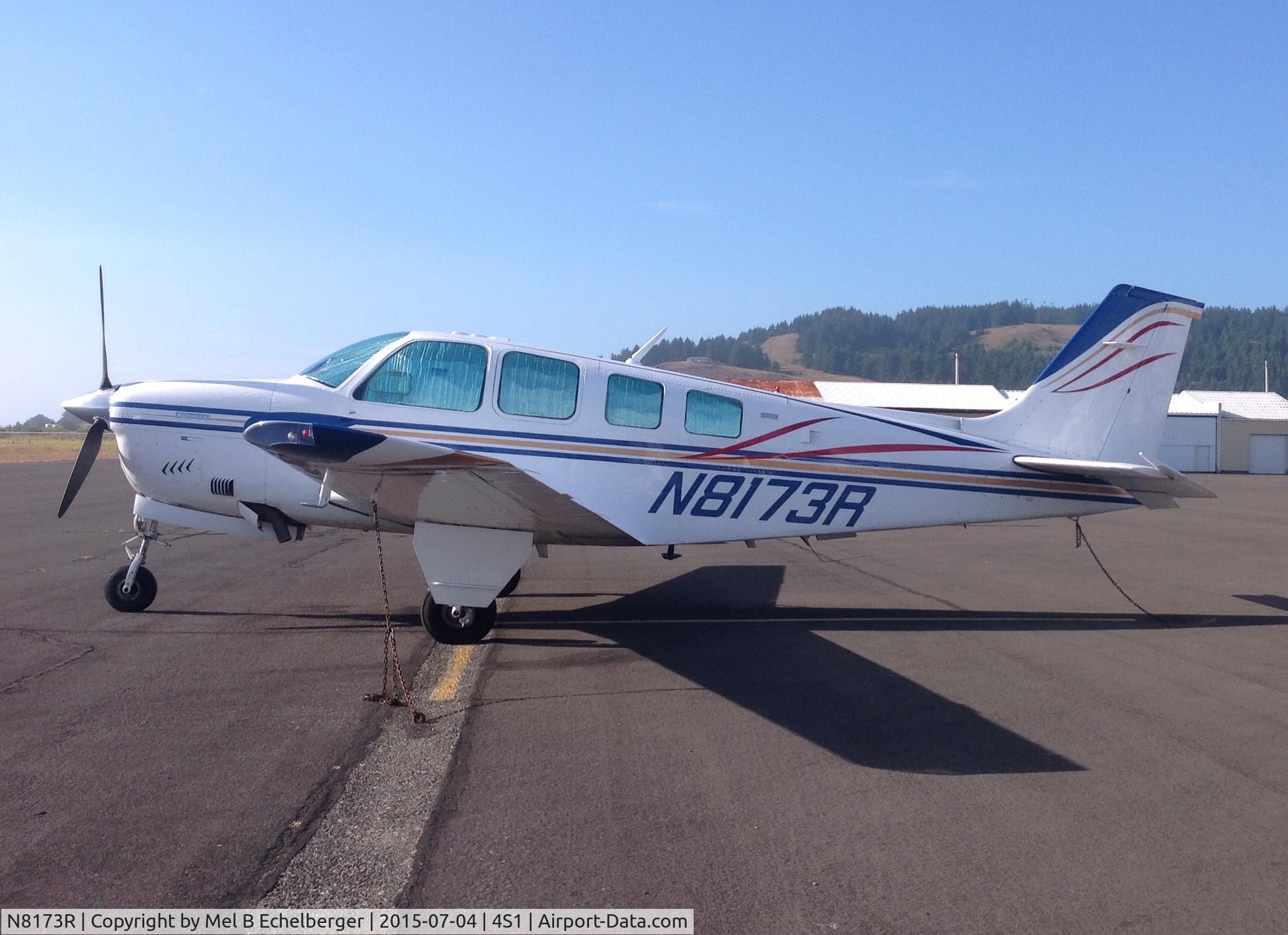 N8173R, 1974 Beech A36 Bonanza 36 C/N E-593, A sunny day on the South coast of Oregon to celebrate the forth.
