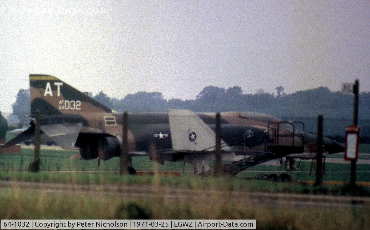 64-1032, 1964 McDonnell RF-4C Phantom II C/N 864, RF-4C Phantom of 32nd Tactical Reconnaissance Squadron/10th Tactical Reconnaissance Wing at RAF Alconbury in the Spring of 1971.