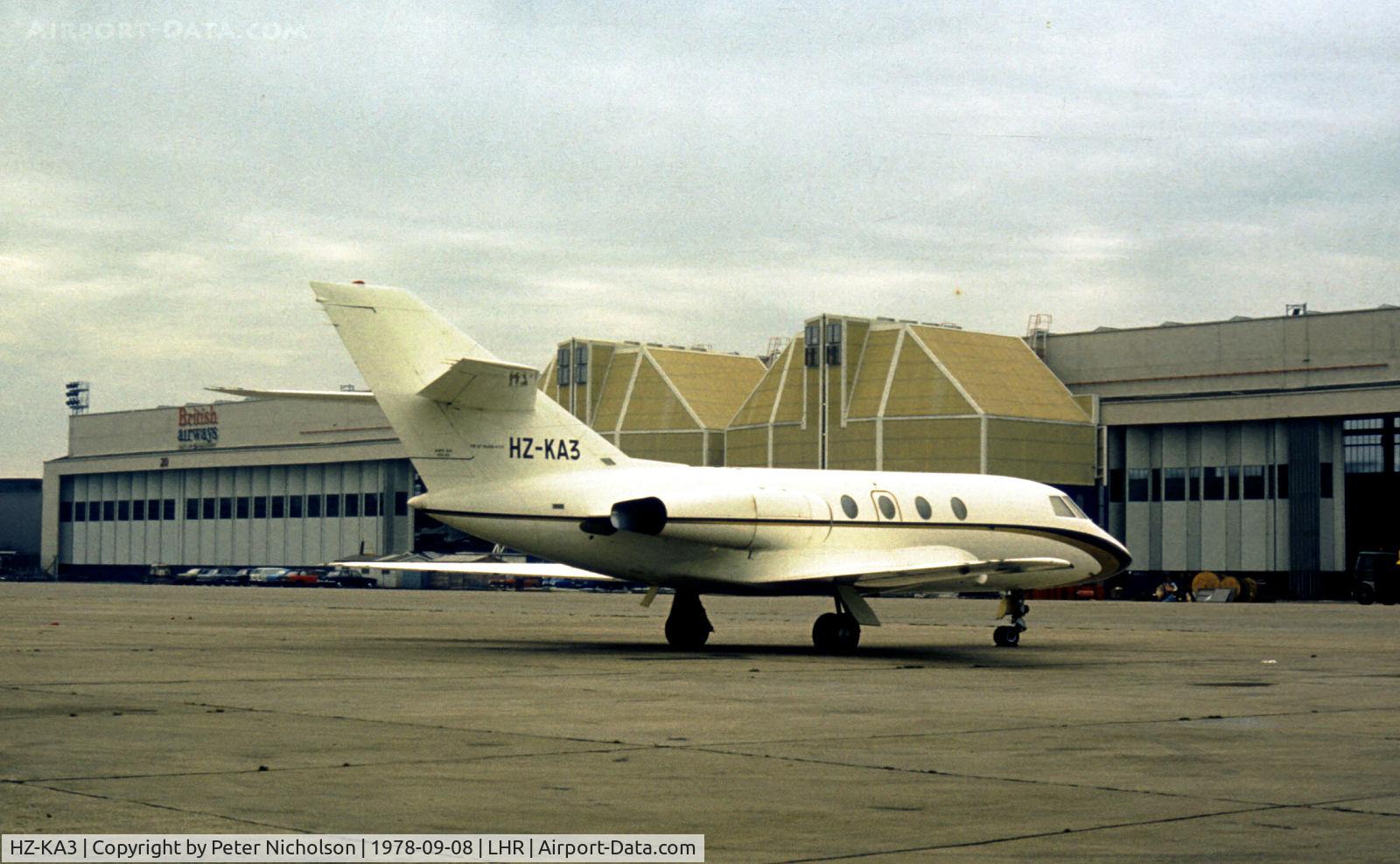 HZ-KA3, 1969 Dassault Mystere 20C C/N 174, Mystere 20C as seen at Heathrow in September 1978.
