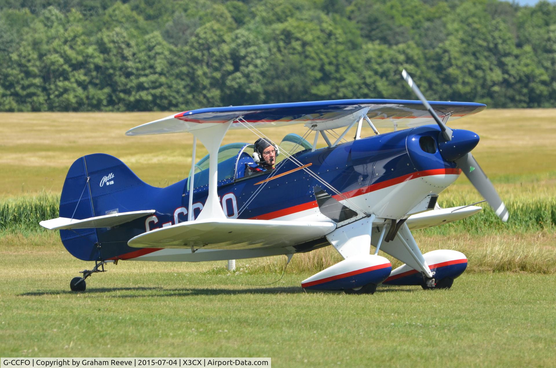 G-CCFO, 1997 Pitts S-1S Special C/N 001 (G-CCFO), Just landed at Northrepps.