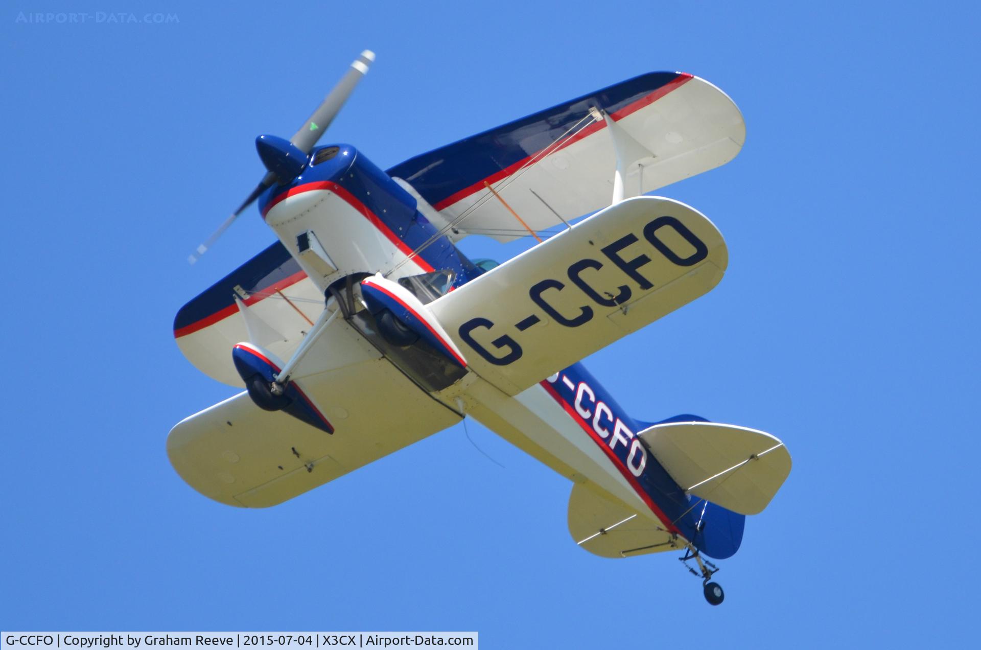 G-CCFO, 1997 Pitts S-1S Special C/N 001 (G-CCFO), Departing from Northrepps.