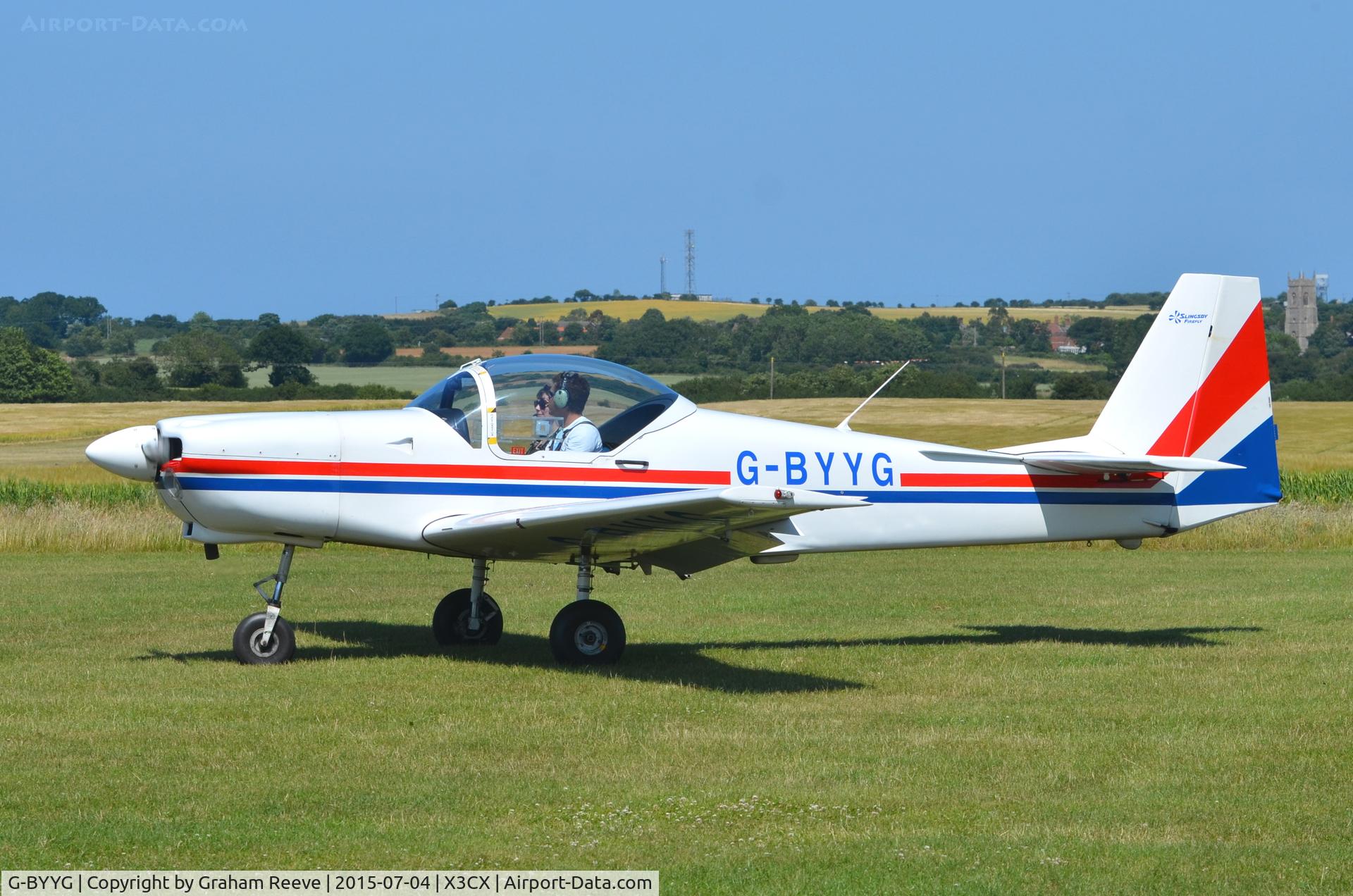 G-BYYG, 1990 Slingsby T-67C Firefly C/N 2101, About to depart from Northrepps.