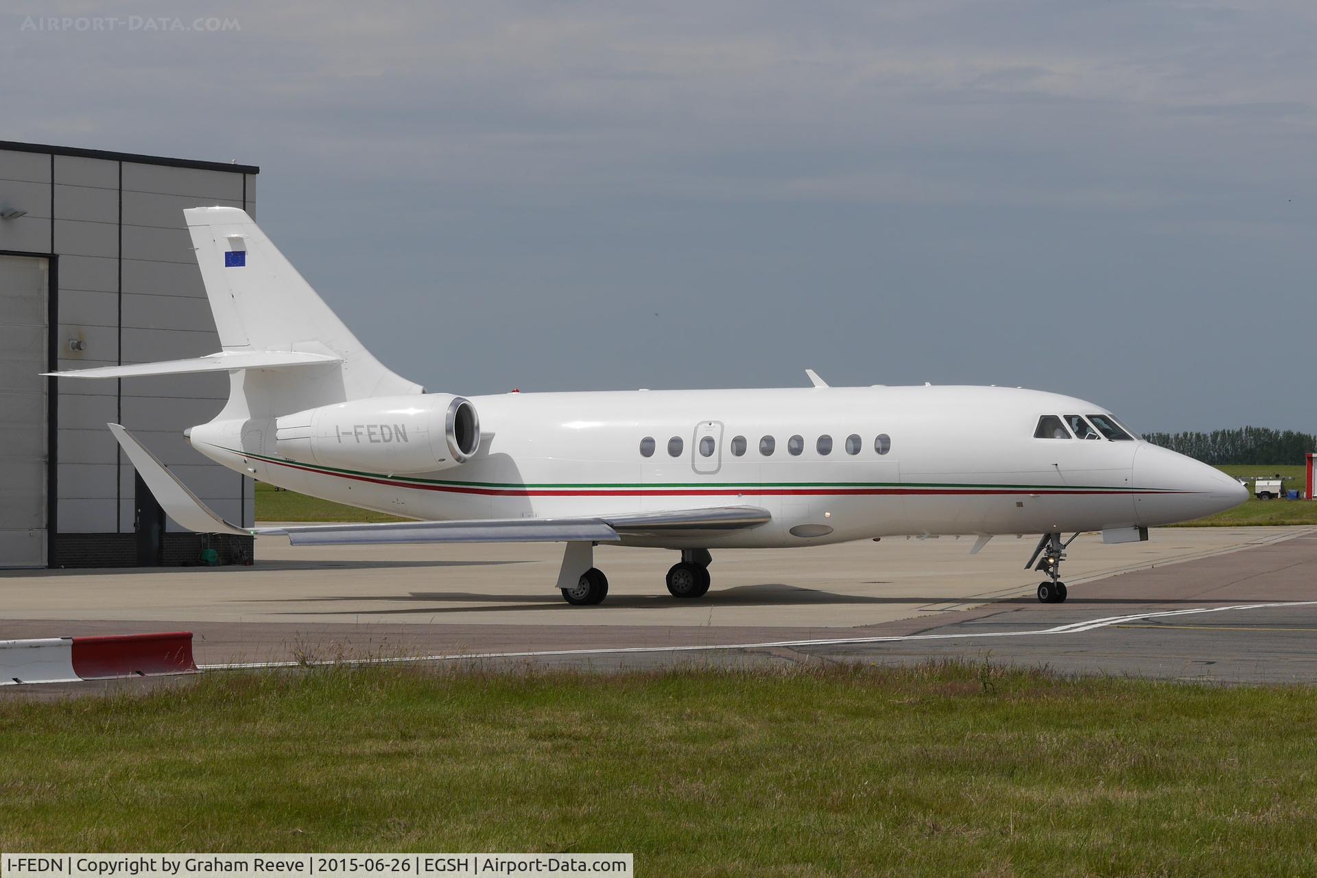 I-FEDN, 2009 Dassault Falcon 2000LX C/N 204, Departing from Norwich.
