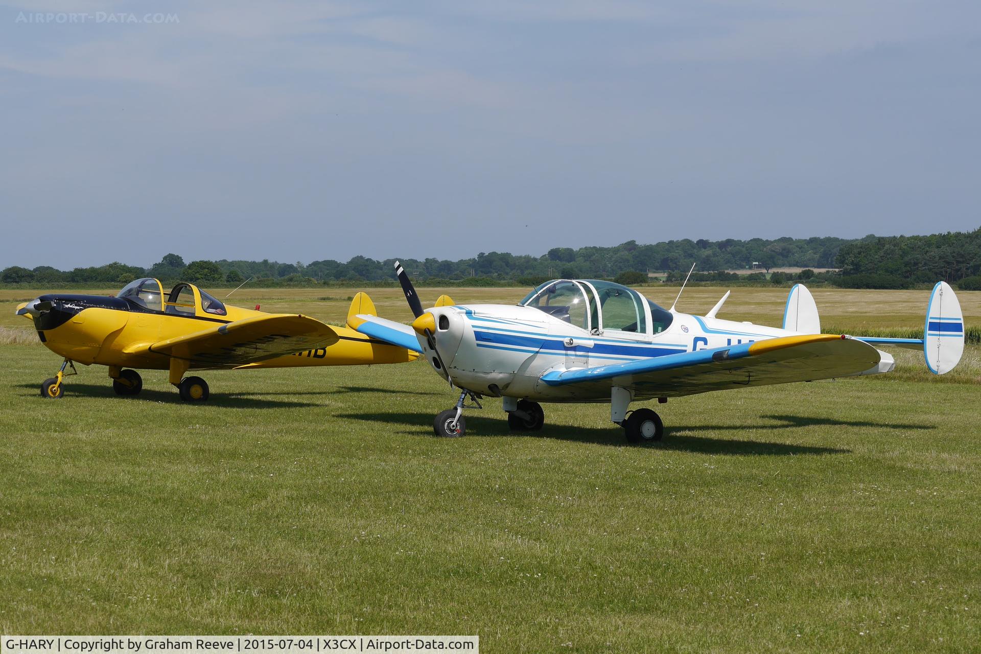 G-HARY, 1966 Alon A-2 Aircoupe C/N A-188, Parked next to Aircoupe G-ARHB at Northrepps.