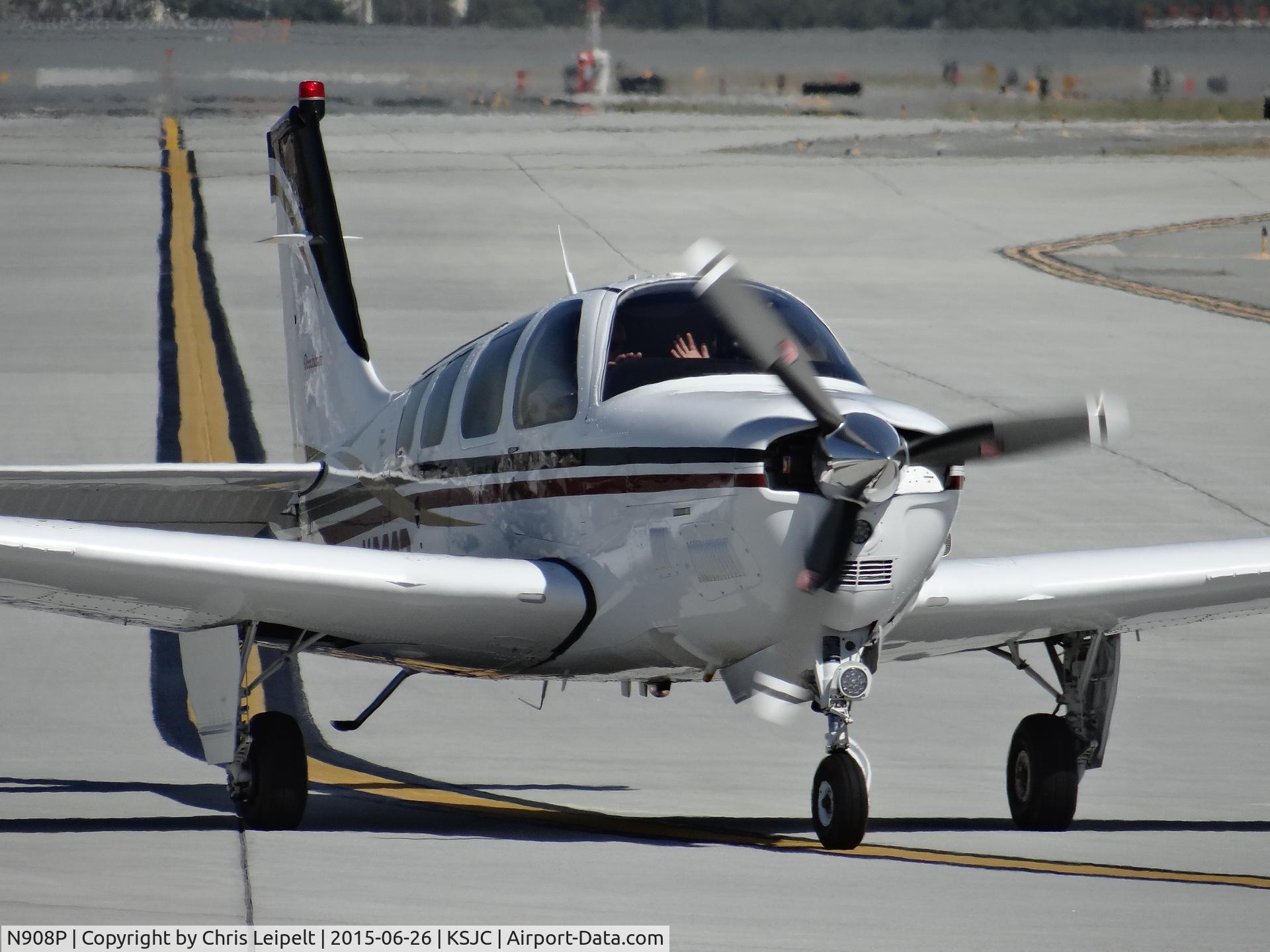 N908P, 2000 Raytheon Aircraft Company B36TC Bonanza C/N EA-664, DEVIVO ASSET MANAGEMENT CO LLC (MOUNTAIN VIEW, CA) 2000 Beechcraft Bonanza B36 TC taxing out for a VFR flight to Minden, NV at San Jose International Airport, CA.